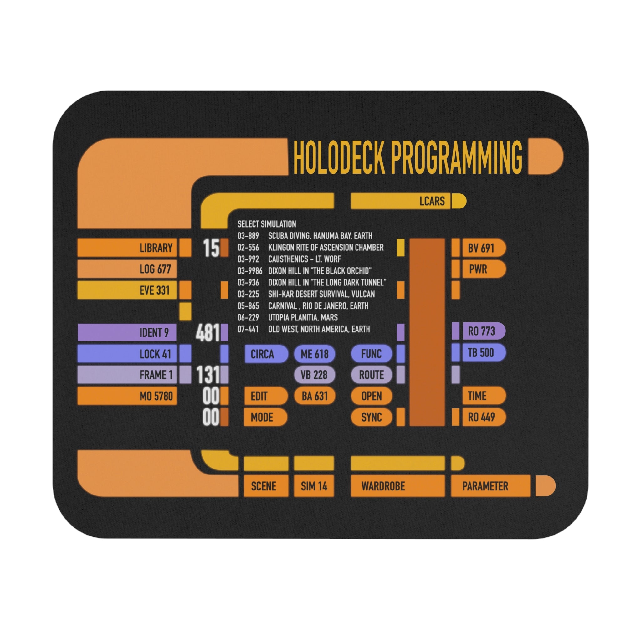 Holodeck Control LCARS Mouse Pad TNG