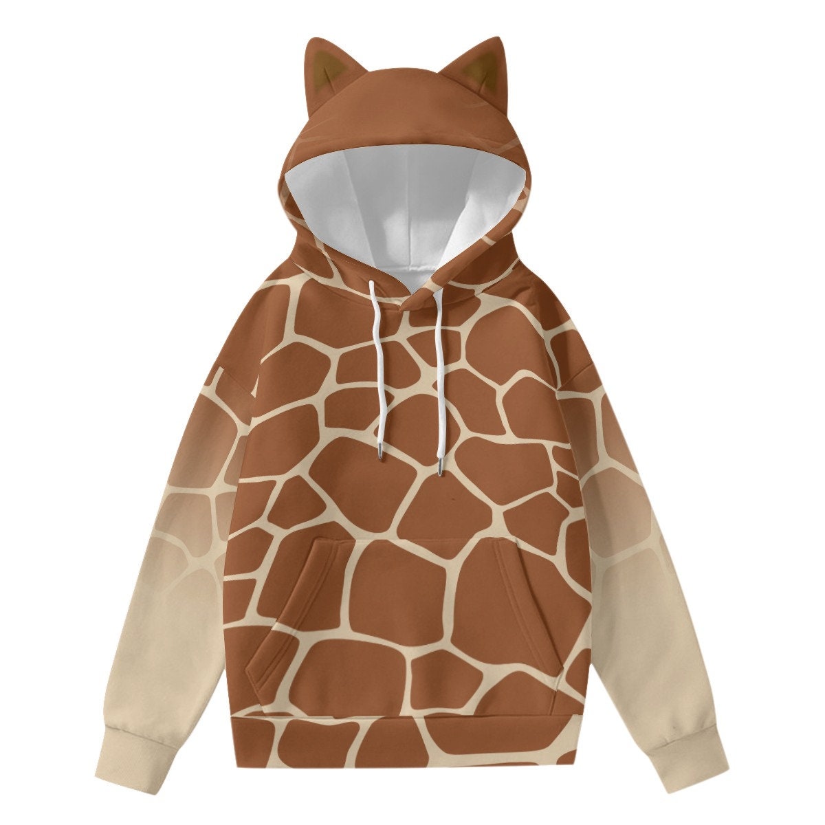 Giraffe Print Adult Hoodie with Ears