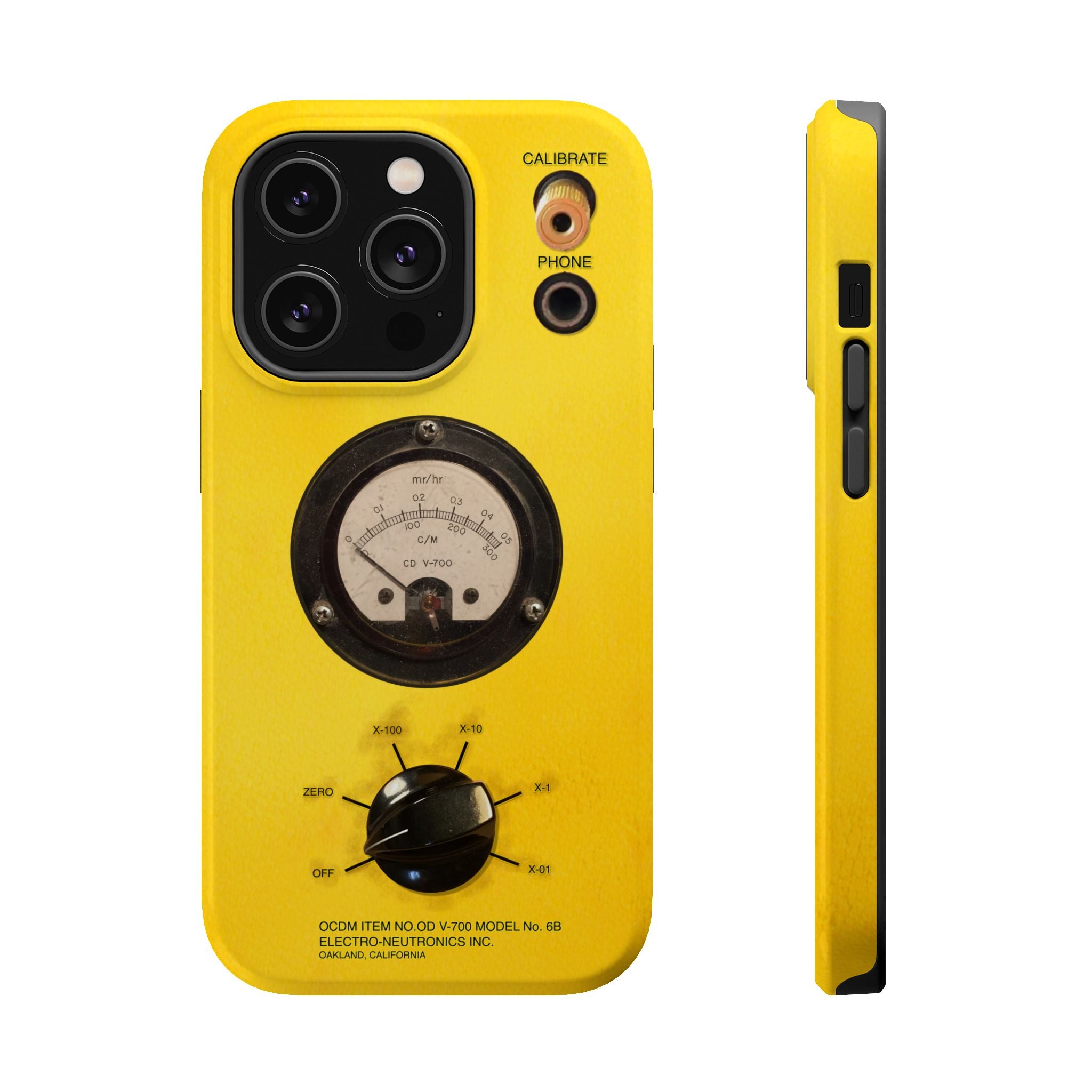 Geiger Counter Look iPhone Case 17 16 15 14 13 MagSafe Compatible Impact-Resistant Phone
