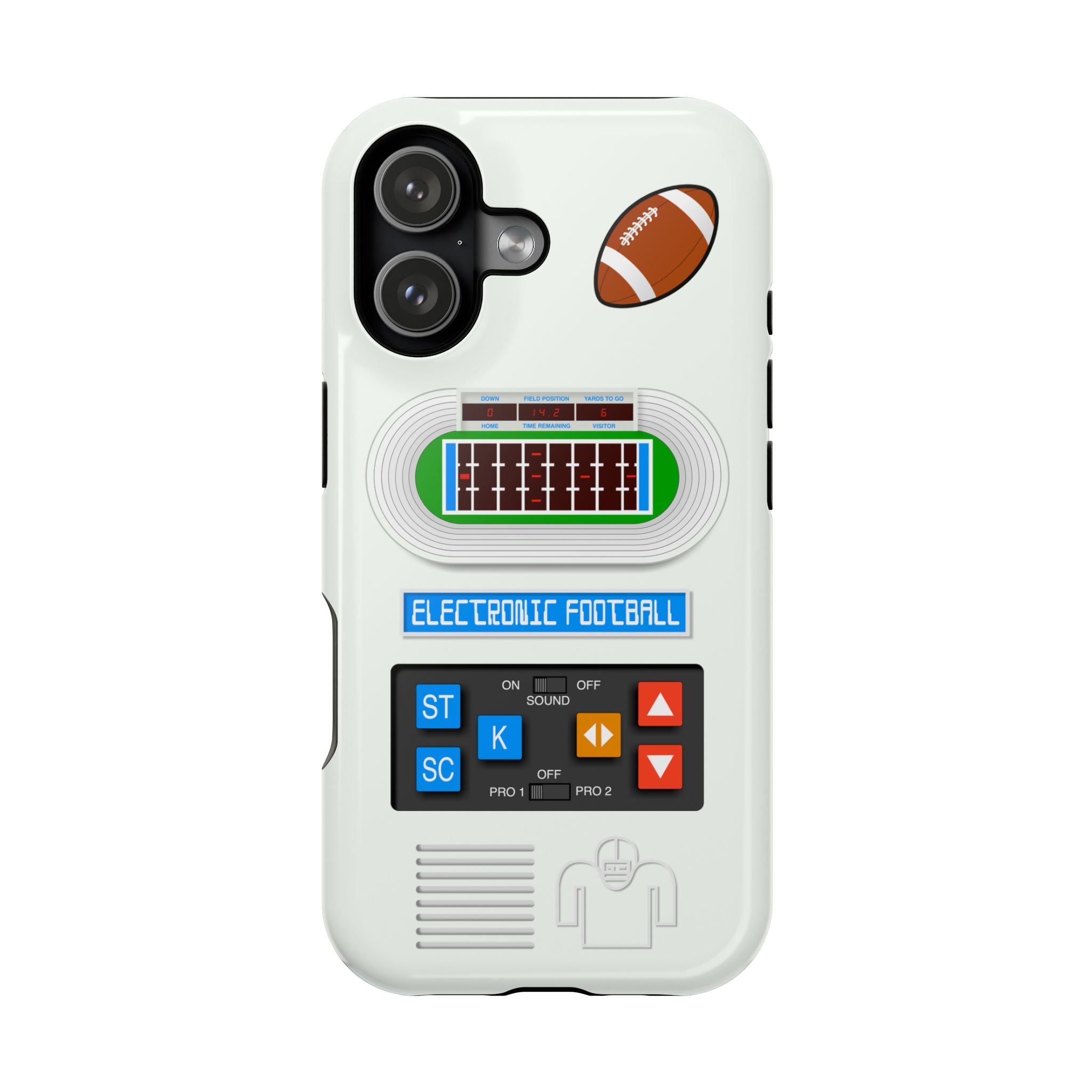 Retro Electronic Football Game Case for iPhone - Handheld Pocket LED Vintage Look - Tech Gift 17 16 15 14 13 Max Plus - MagSafe Compatible