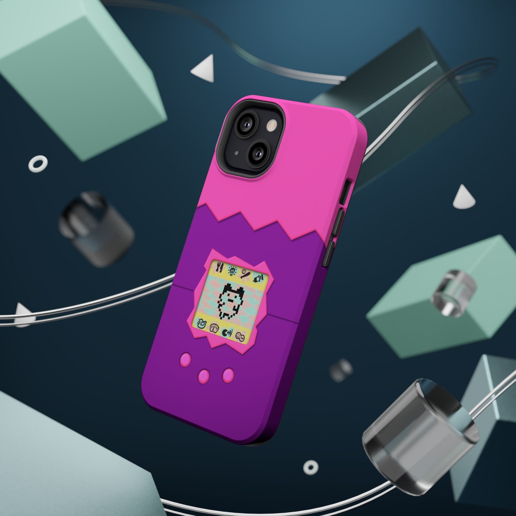 Virtual Pet Magnetic iPhone MagSafe Compatible Impact-Resistant Case Retro 90s
