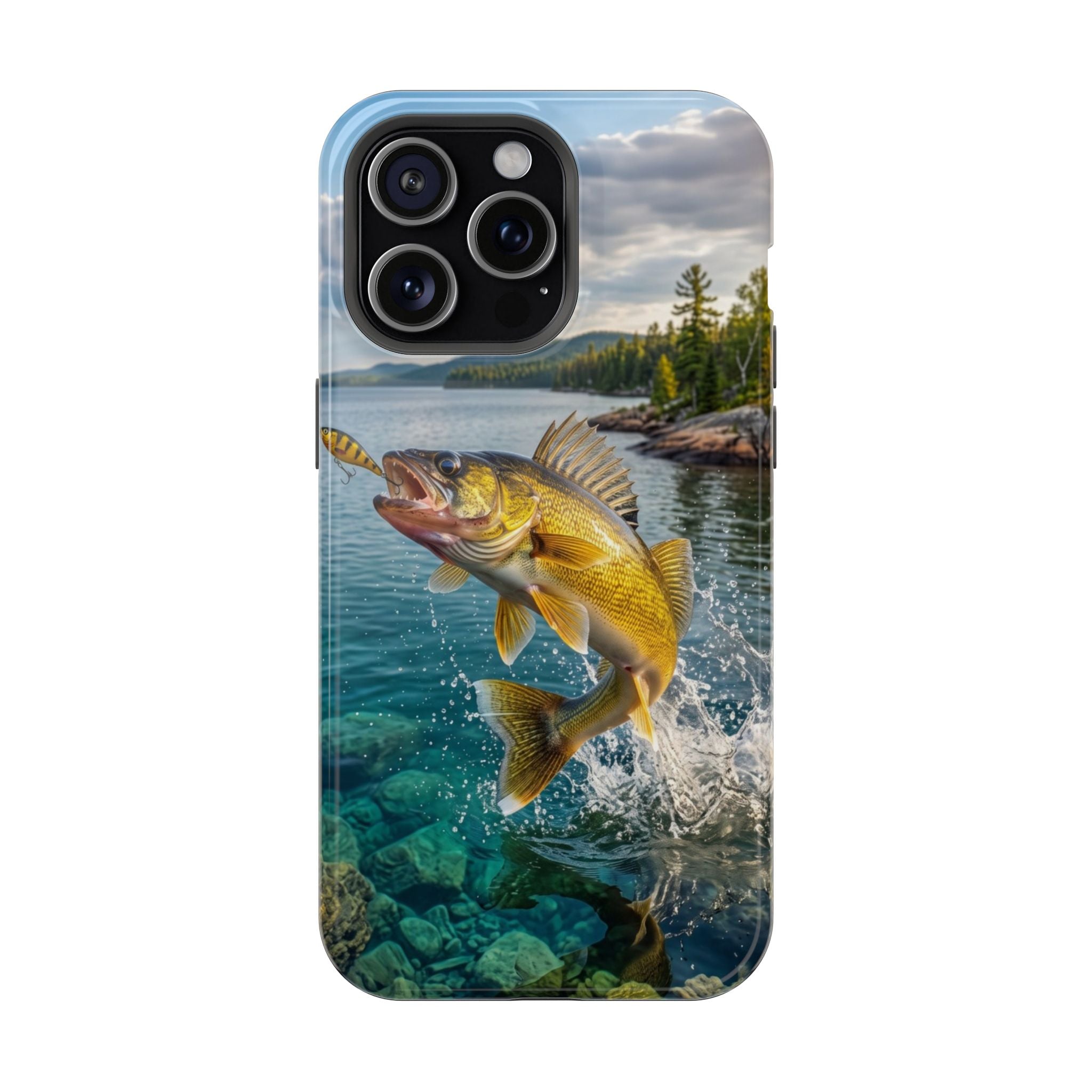 Walleye Fishing Fish Phone Case MagSafe Compatible for iPhone & Samsung Galaxy | Walleye Fisherman Gift | Dual Layer Tough Case