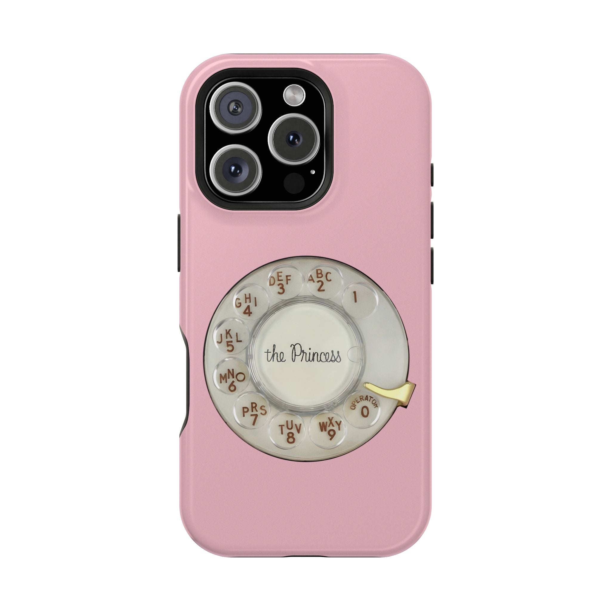 Retro Pink Princess Phone Look MagSafe Compatible iPhone Case Rotary Dial Nostalgia