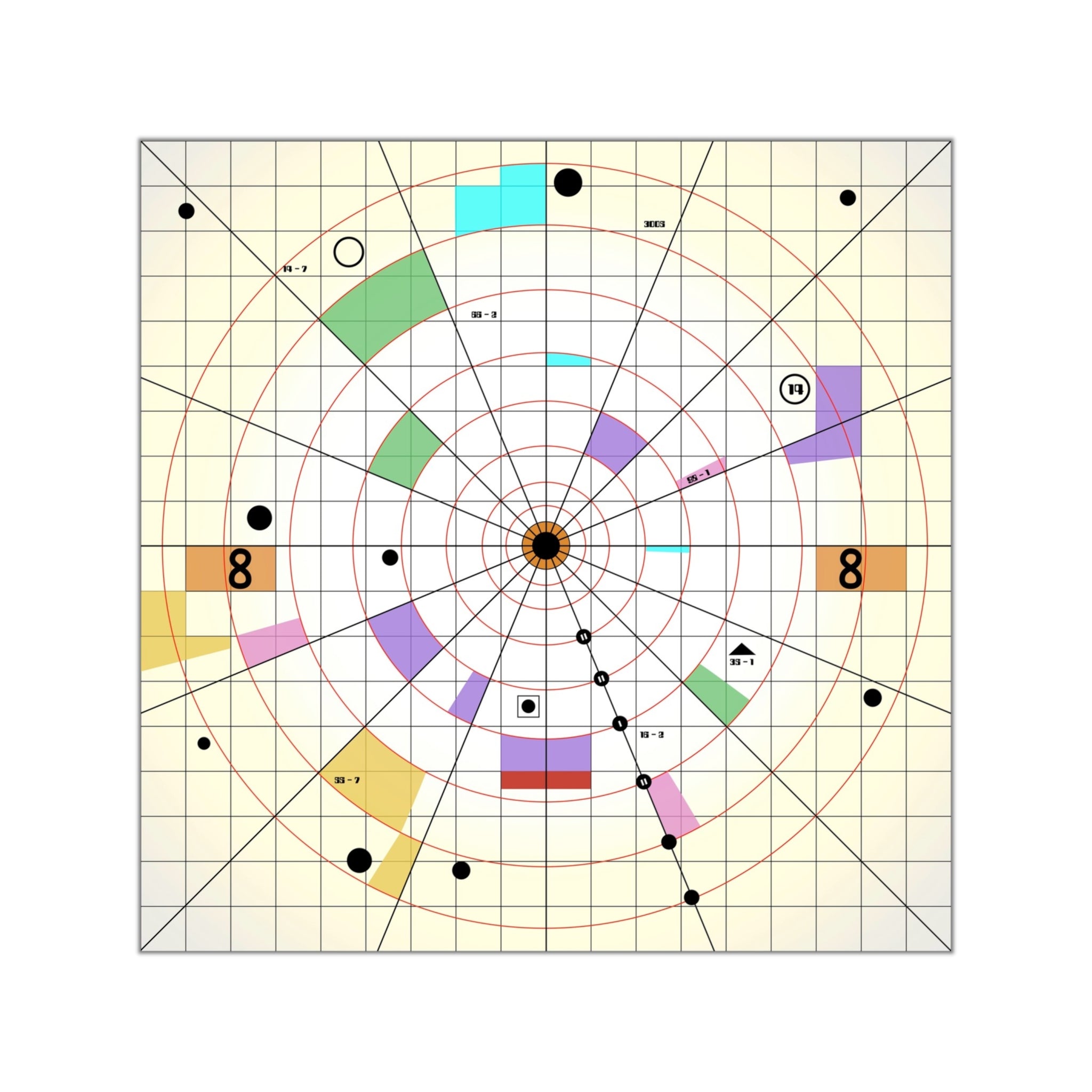 1999 Main Mission Big Screen Space Prop Graphic Square Vinyl Stickers Polar Navigation Grid 8 x 8 inches or 15 x 15 inches