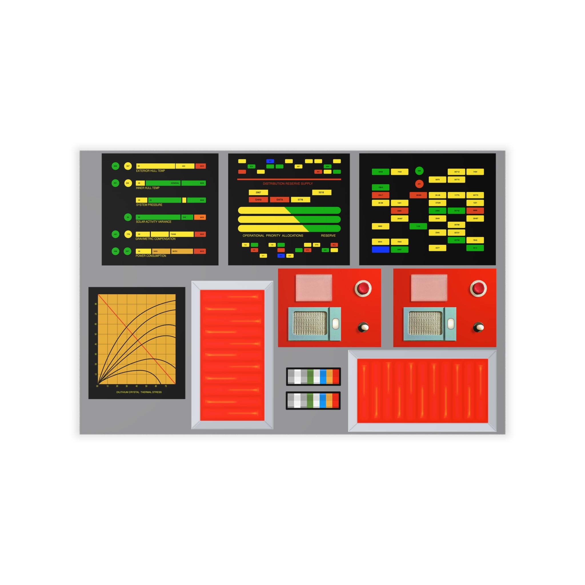 TOS Enterprise Scale Engineering Bridge Displays Wall Decal Prop Set 4 ...