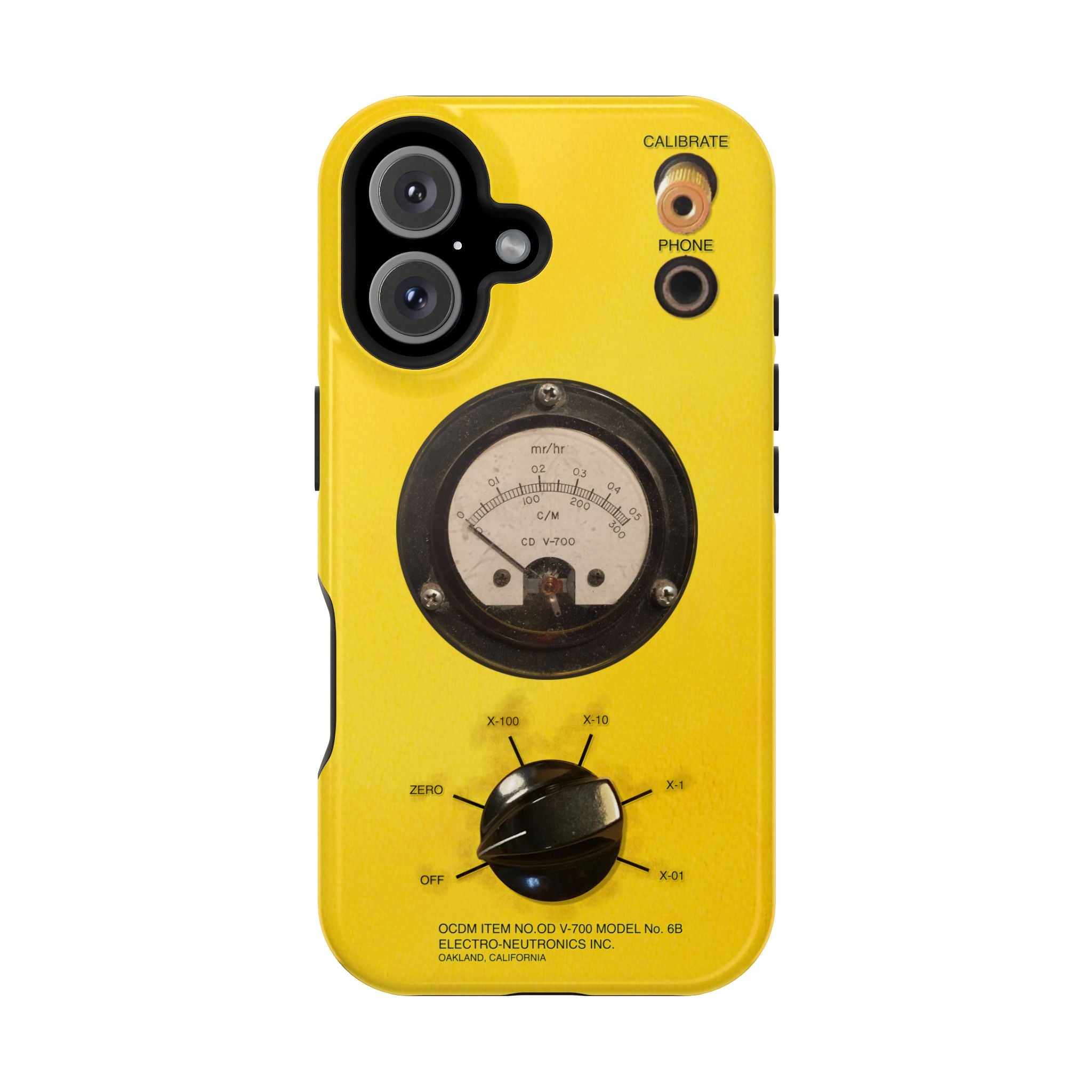 Geiger Counter Look iPhone Case 17 16 15 14 13 MagSafe Compatible Impact-Resistant Phone