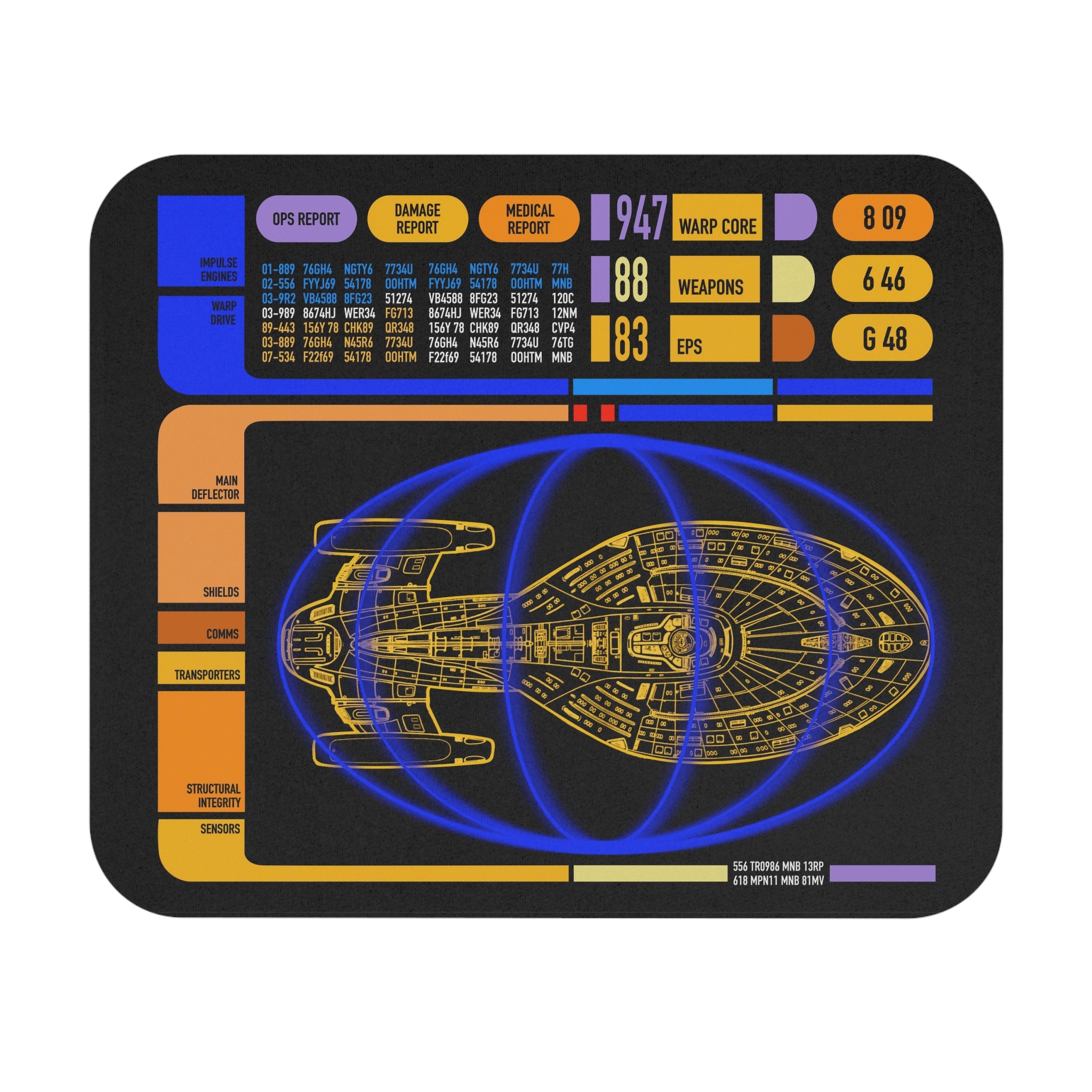 Ops Station Operations LCARS Display Mouse Pad Prop Voyager