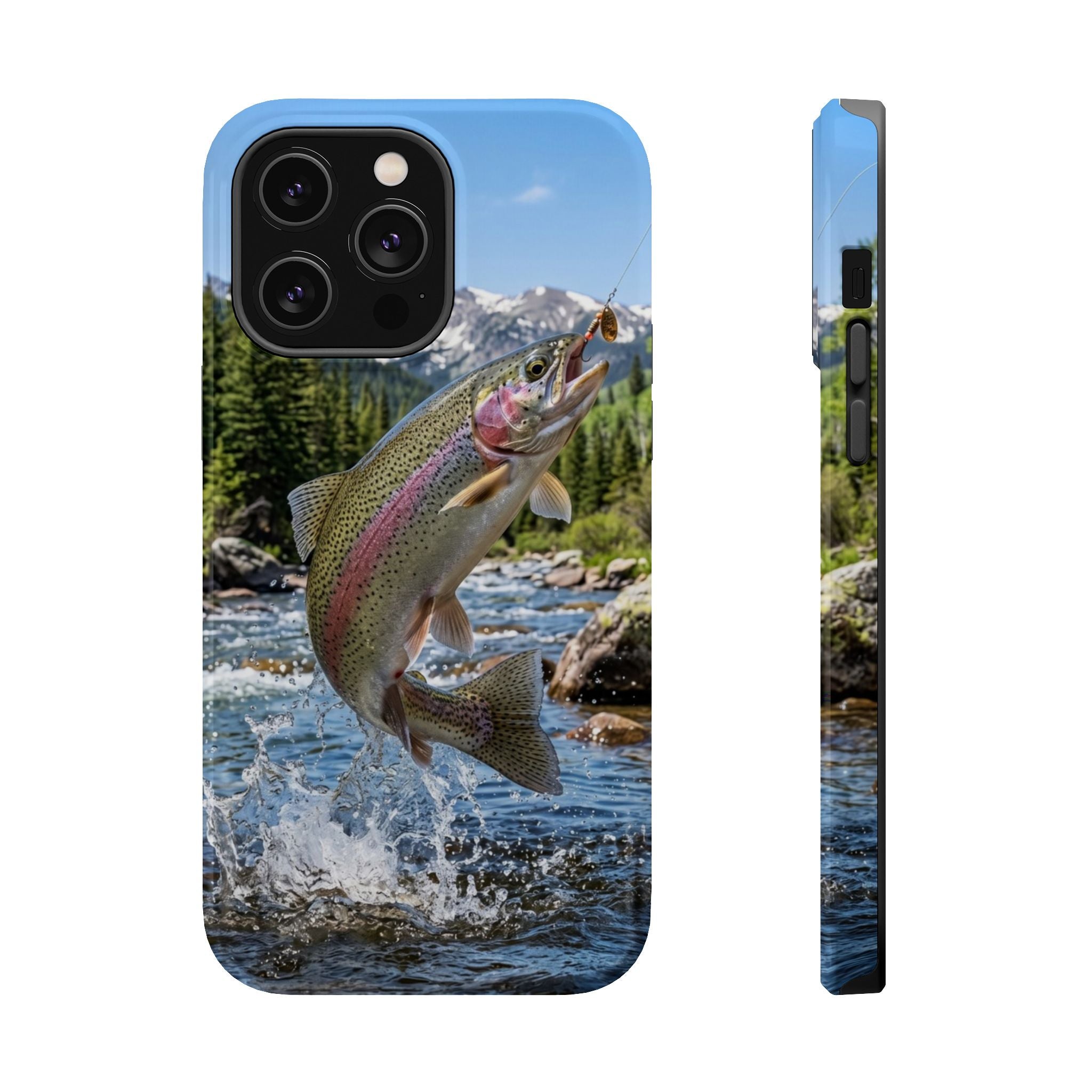 Rainbow Trout Fishing Fish Phone Case MagSafe Compatible for iPhone & Samsung Galaxy | Trout Fisherman Gift | Dual Layer Tough Case