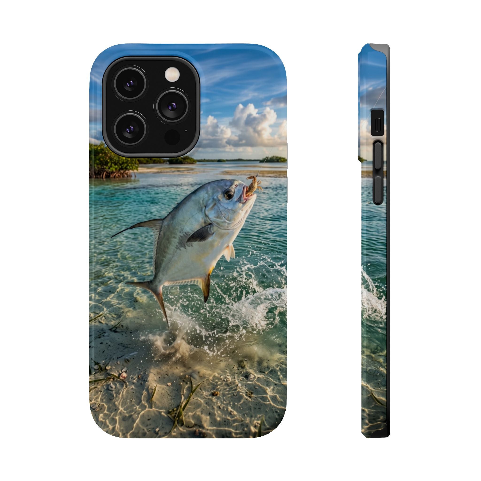 Permit Fish Fishing Phone Case MagSafe Compatible for iPhone & Samsung Galaxy | Flats Fishing Gift | Dual Layer Tough Case