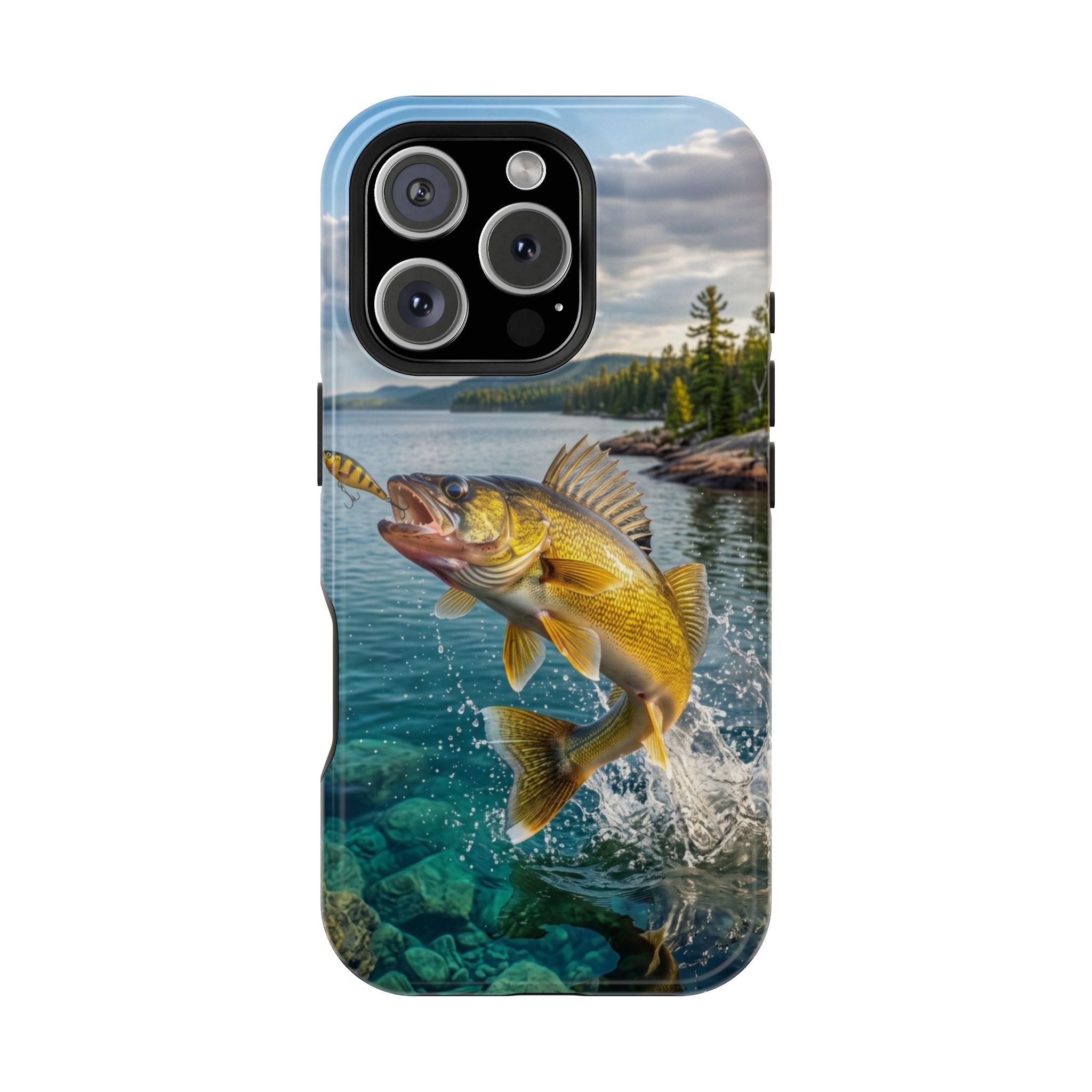 Walleye Fishing Fish Phone Case MagSafe Compatible for iPhone & Samsung Galaxy | Walleye Fisherman Gift | Dual Layer Tough Case