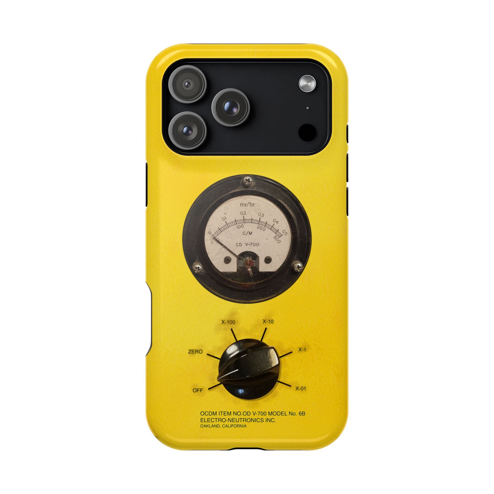 Geiger Counter Look iPhone Case 17 16 15 14 13 MagSafe Compatible Impact-Resistant Phone