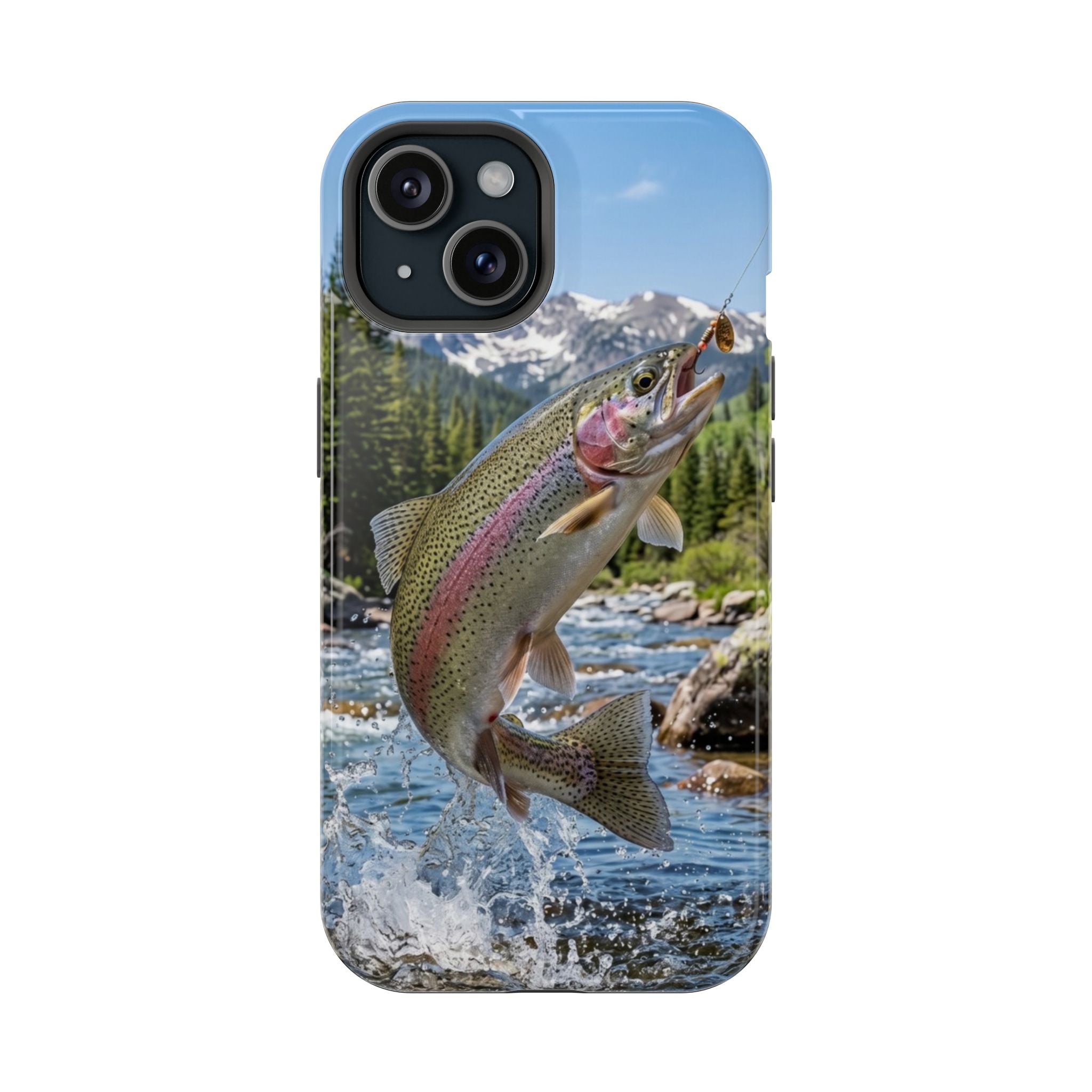 Rainbow Trout Fishing Fish Phone Case MagSafe Compatible for iPhone & Samsung Galaxy | Trout Fisherman Gift | Dual Layer Tough Case