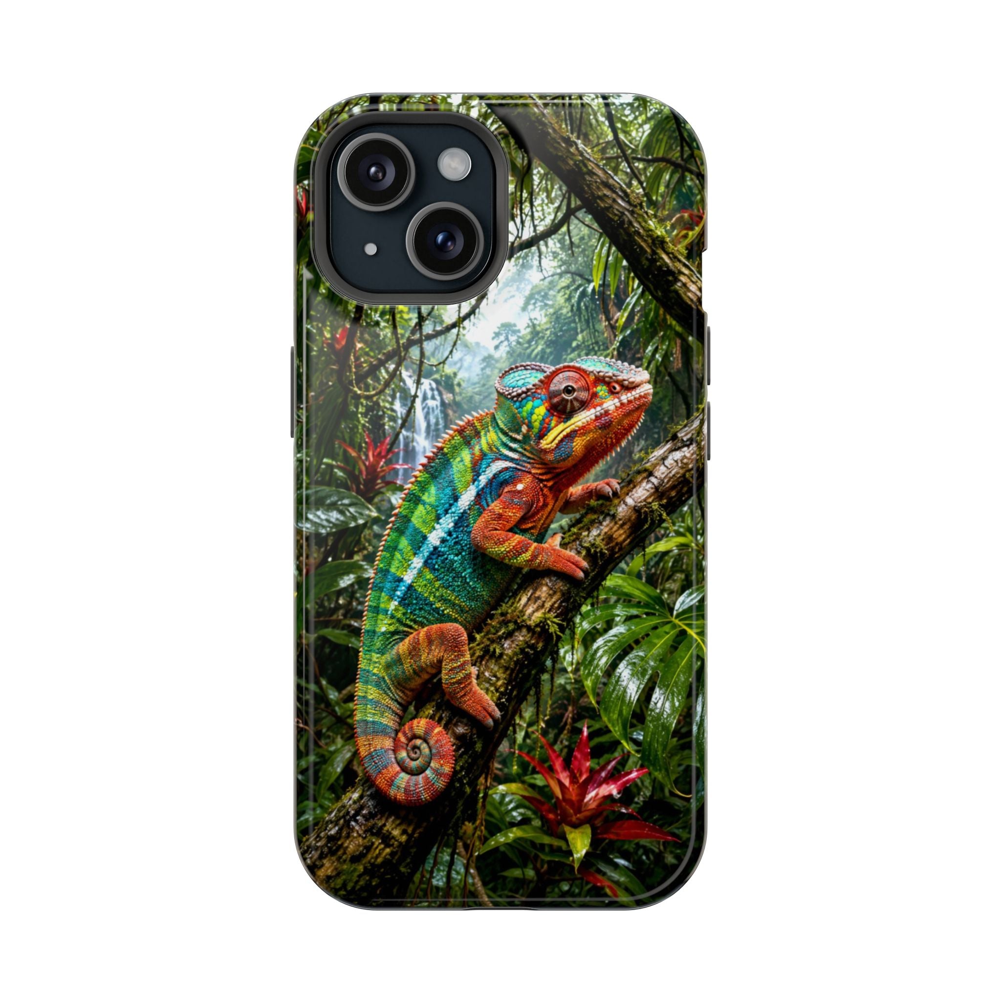 Panther Chameleon Phone Case, MagSafe iPhone 14-17 & Samsung Galaxy S26 Case, Colorful Reptile Rainforest Wildlife Gift