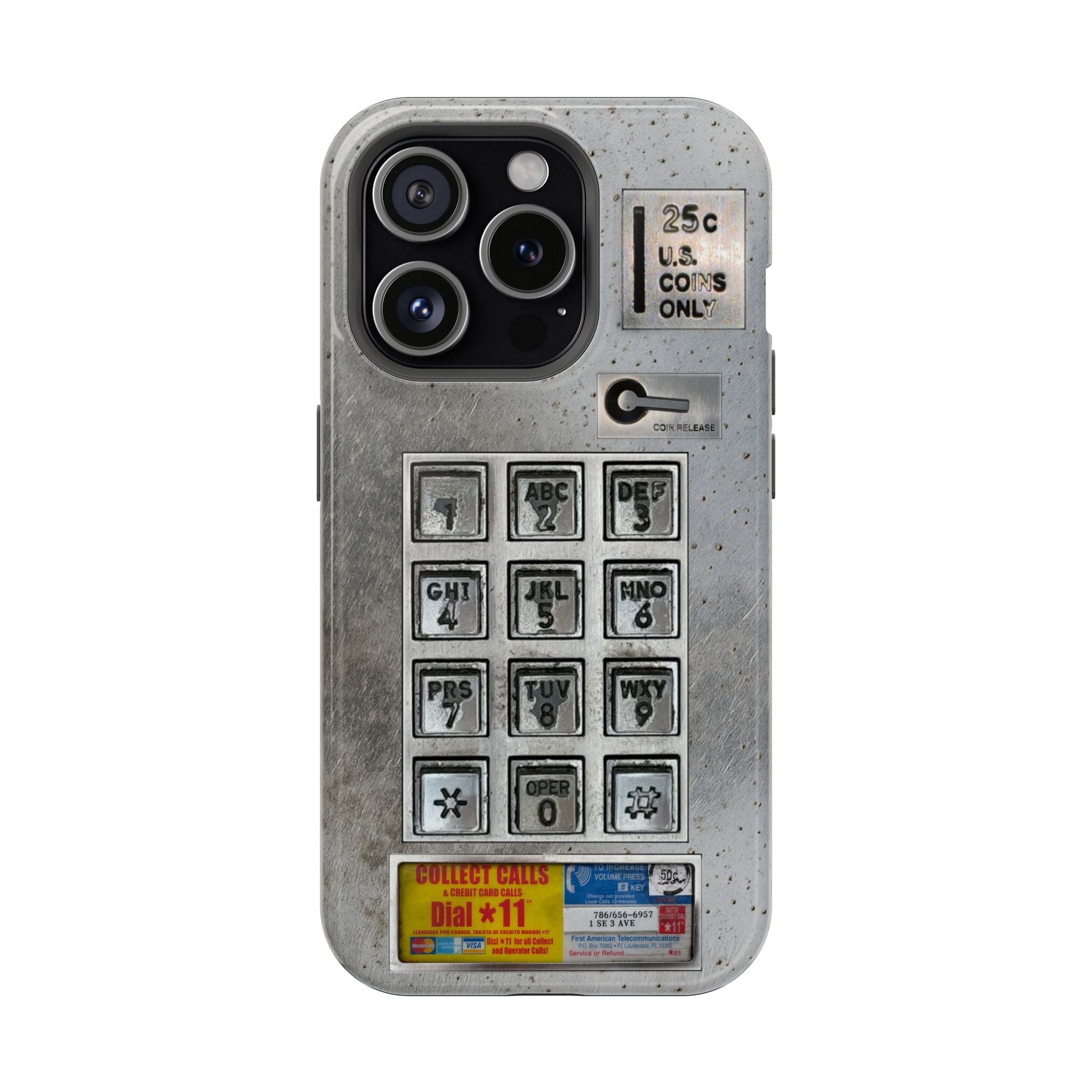Payphone Retro Tech MagSafe Phone Case For iPhone and Samsung Galaxy 26 - TouchTone Pay Phone Distressed 2 Layers of Protection Flat Art