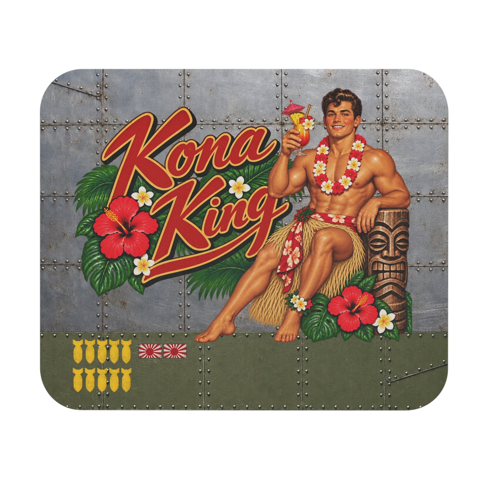Kona King WW2 Airplane Nose Art Male Beefcake Pinup Mouse Pad (Rectangle)