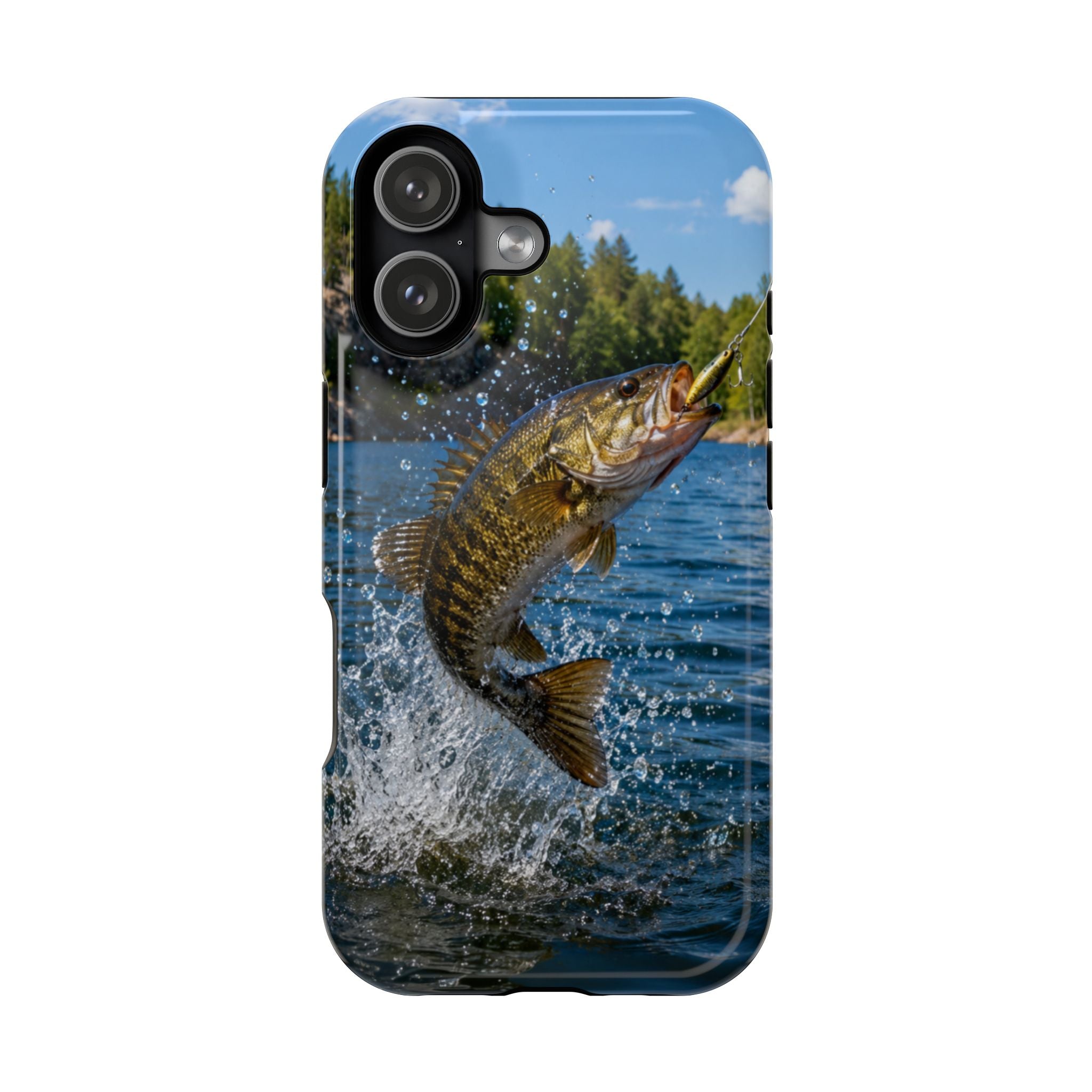 Smallmouth Bass Fishing Fish Phone Case MagSafe Compatible for iPhone & Samsung Galaxy | Bass Fisherman Gift | Dual Layer Tough Case
