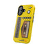Retro Cassette AM FM Radio iPhone Case, Vintage Walkman Style Phone Case, MagSafe Dual Layer Protective Case Sport Yellow