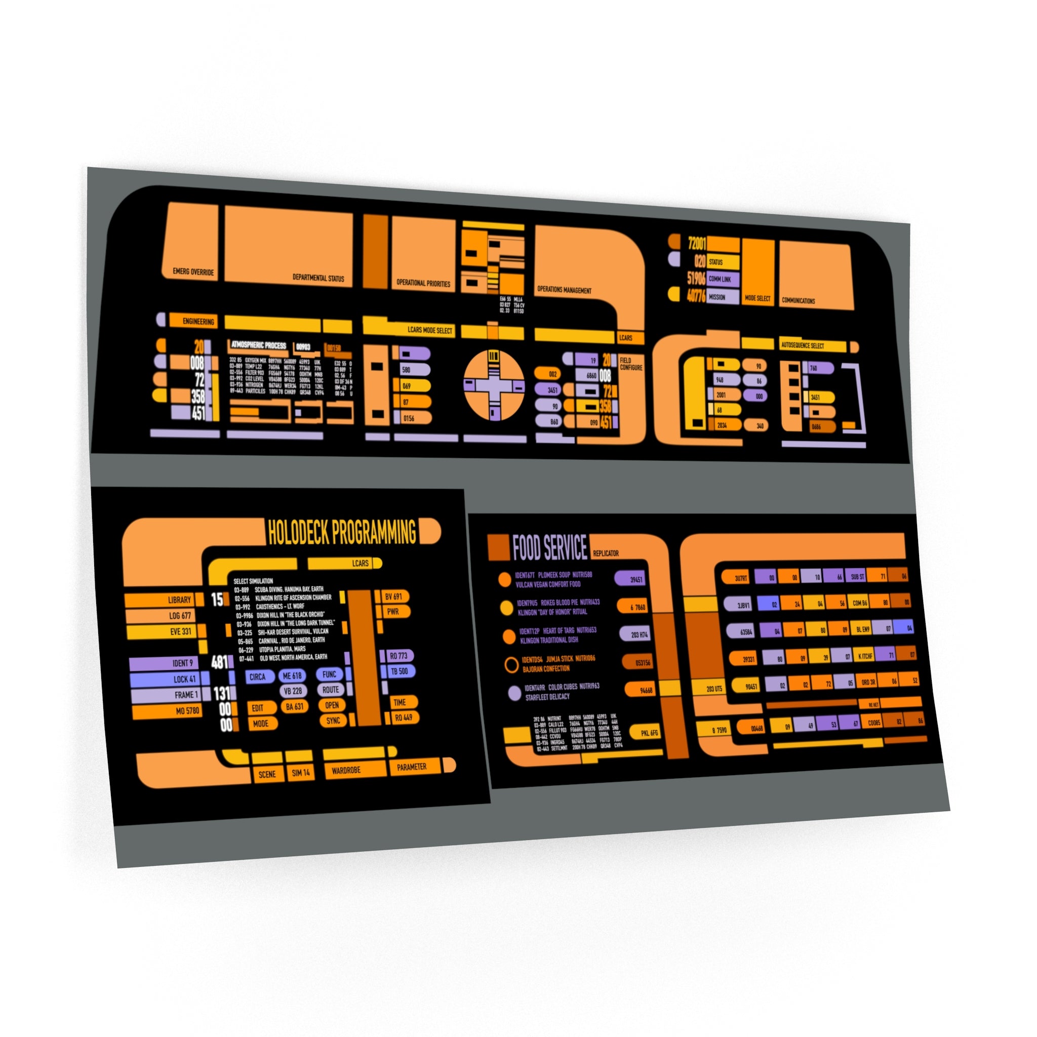 TNG LCARS Displays -Navigation - Replicator - Holodeck Prop Wall Decals