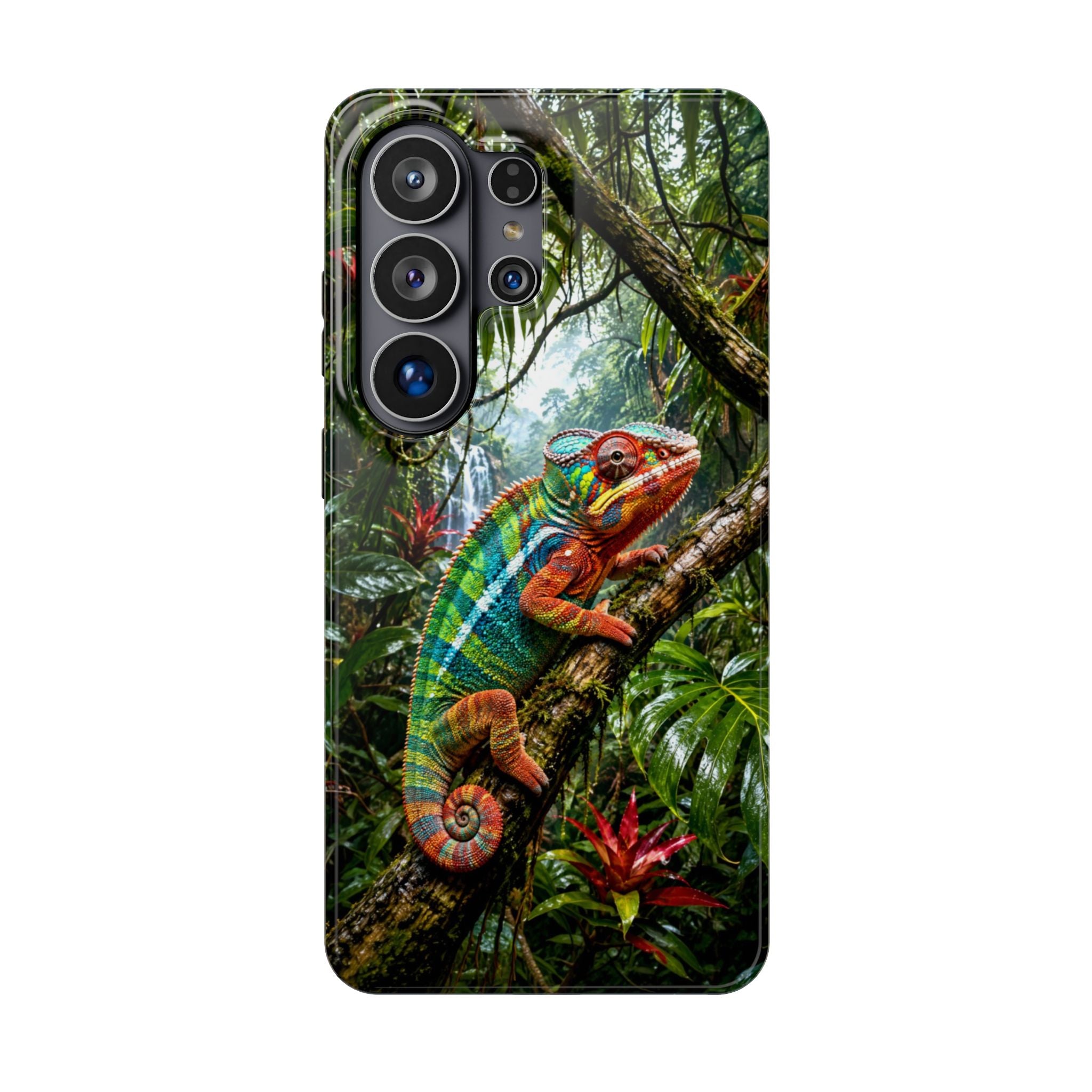 Panther Chameleon Phone Case, MagSafe iPhone 14-17 & Samsung Galaxy S26 Case, Colorful Reptile Rainforest Wildlife Gift