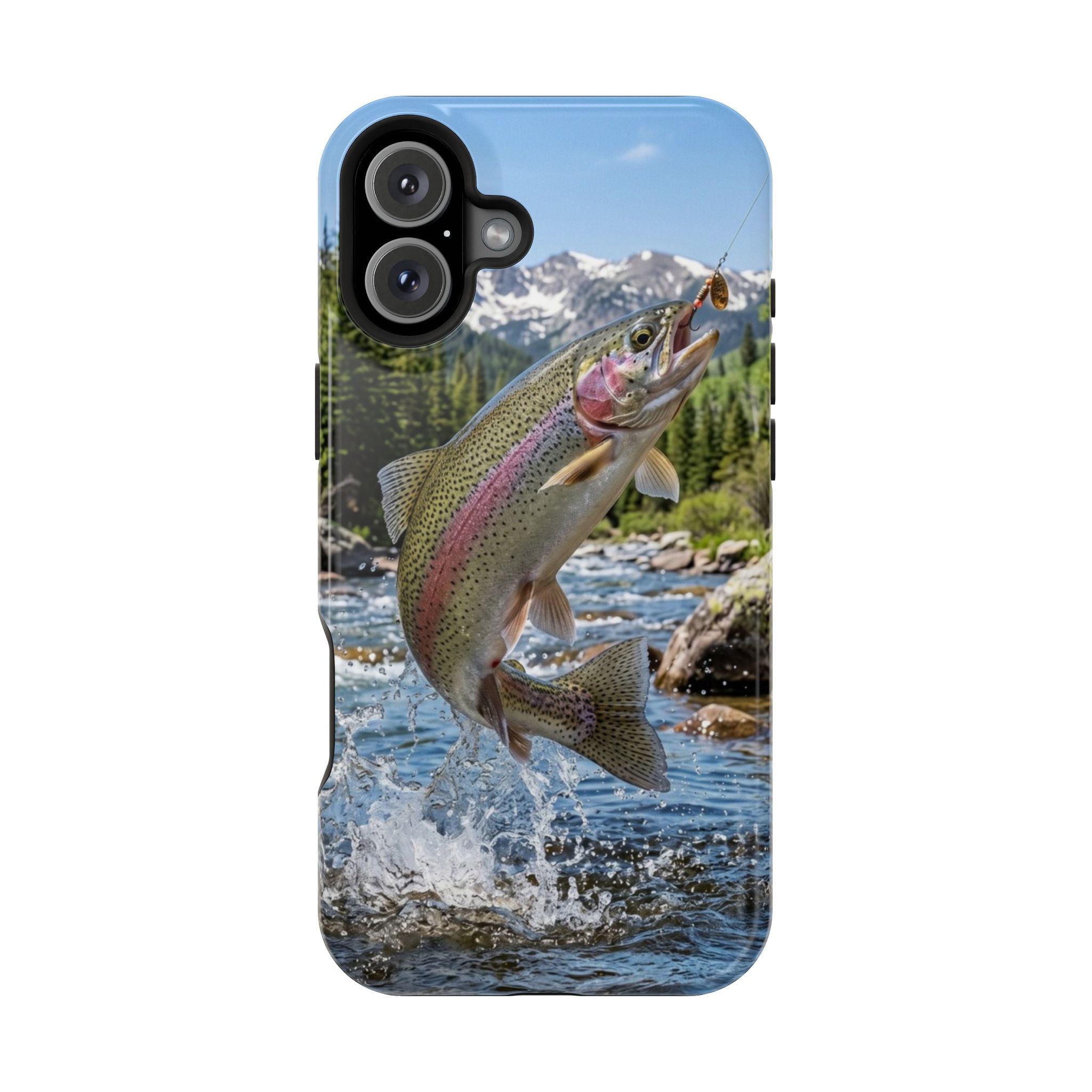 Rainbow Trout Fishing Fish Phone Case MagSafe Compatible for iPhone & Samsung Galaxy | Trout Fisherman Gift | Dual Layer Tough Case
