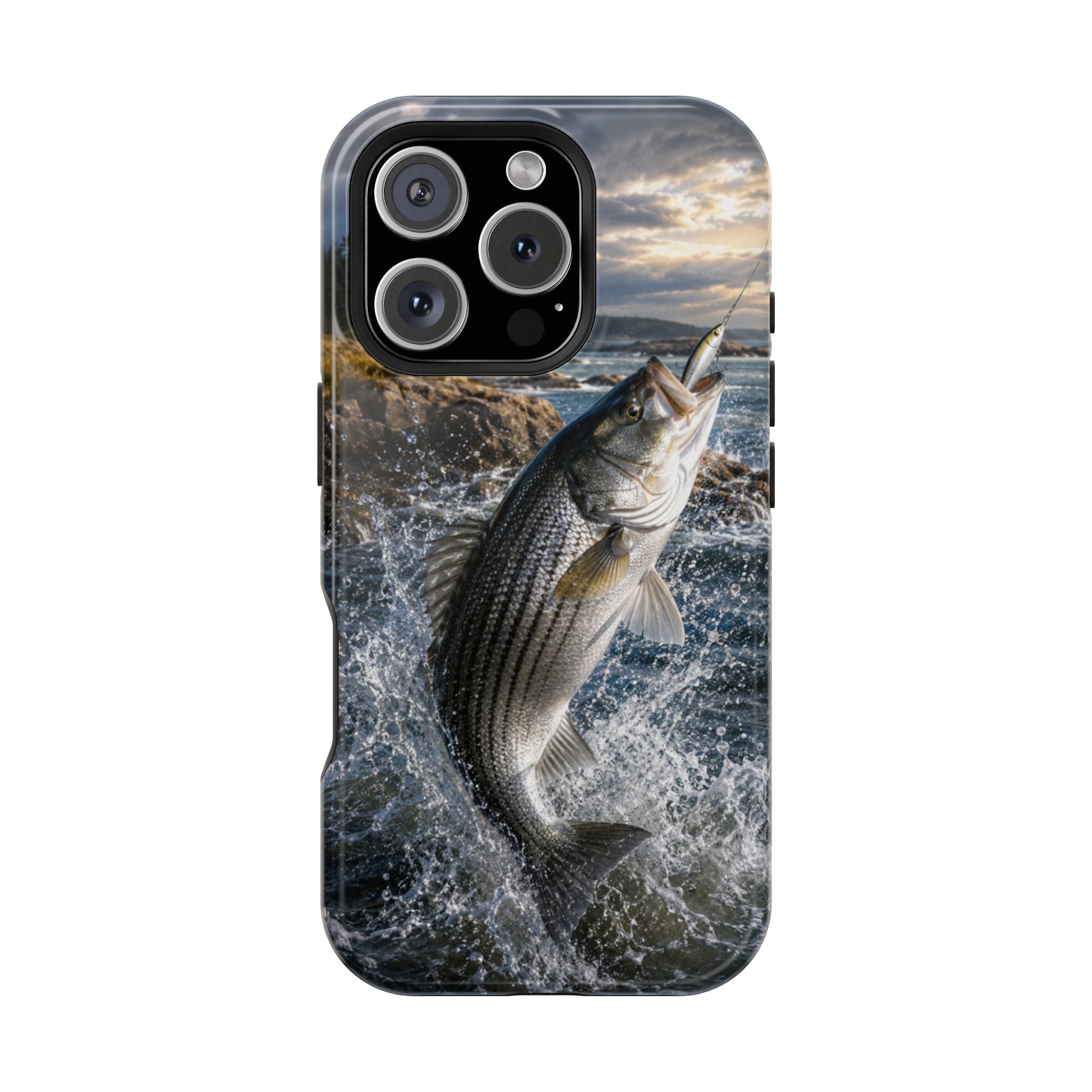 Striped Bass Fishing Fish Phone Case MagSafe Compatible for iPhone & Samsung Galaxy | Striper Fisherman Gift | Dual Layer Tough Case