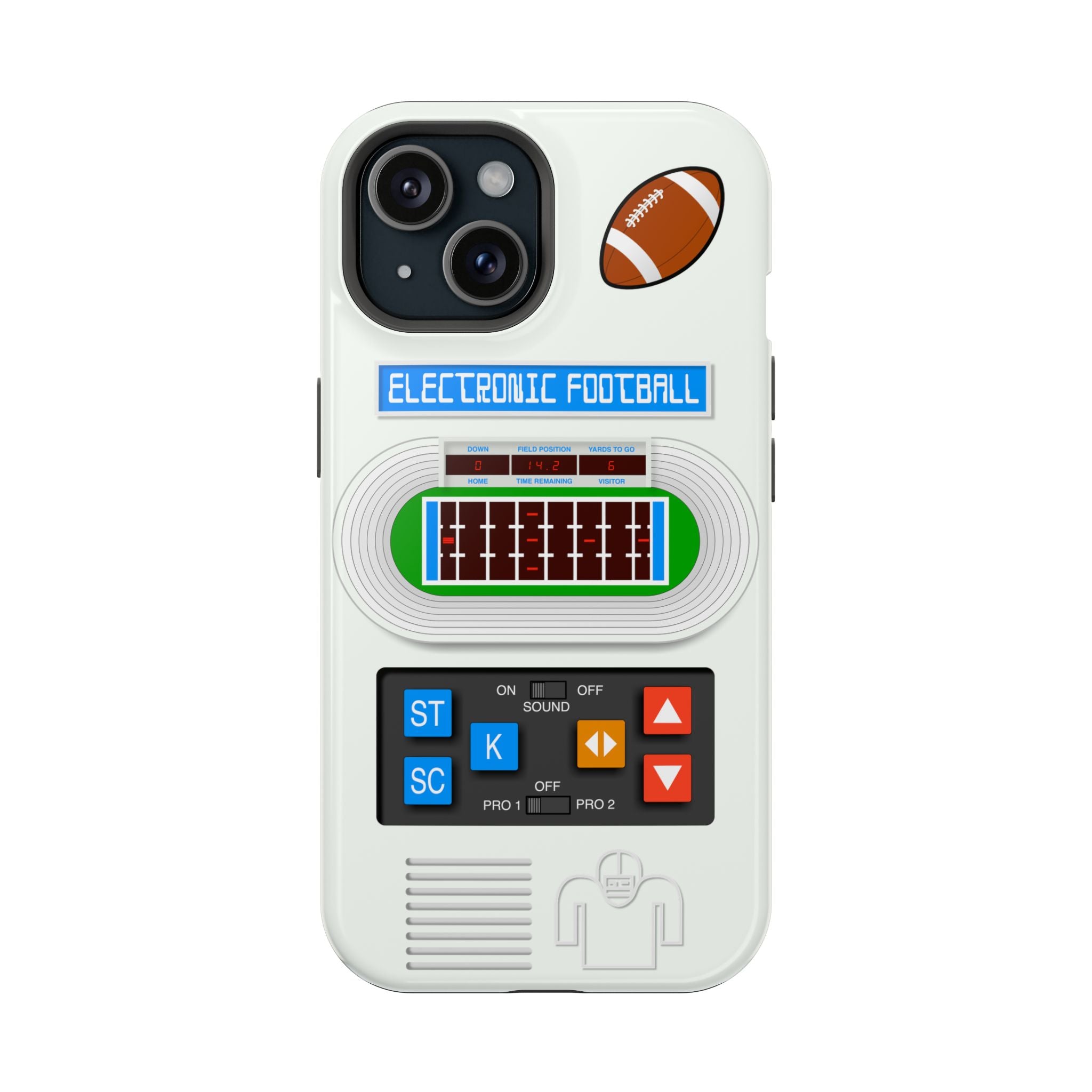 Retro Electronic Football Game Case for iPhone - Handheld Pocket LED Vintage Look - Tech Gift 17 16 15 14 13 Max Plus - MagSafe Compatible