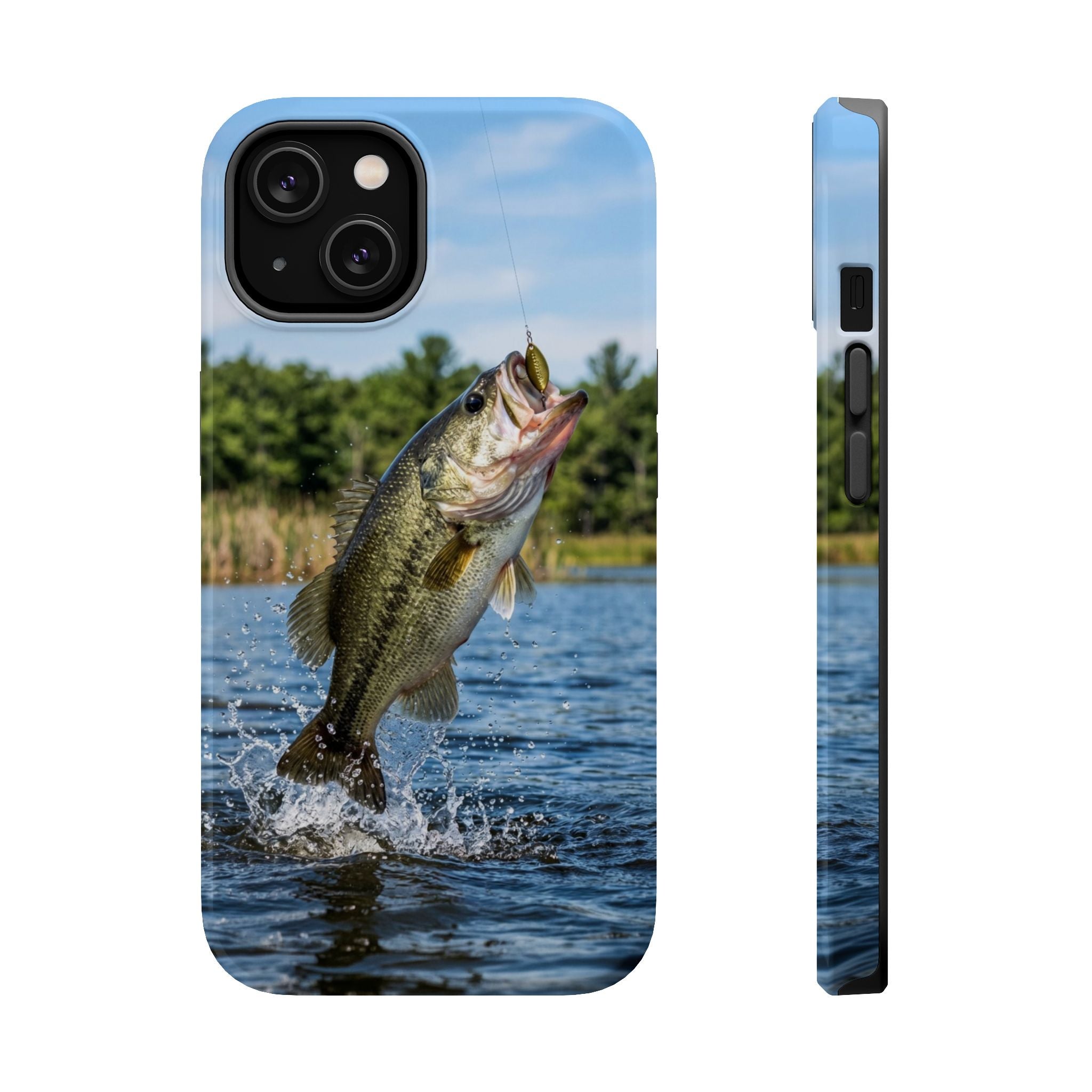 Largemouth Bass Fishing Fish Phone Case MagSafe Compatible for iPhone & Samsung Galaxy | Bass Fisherman Gift | Dual Layer Tough Case