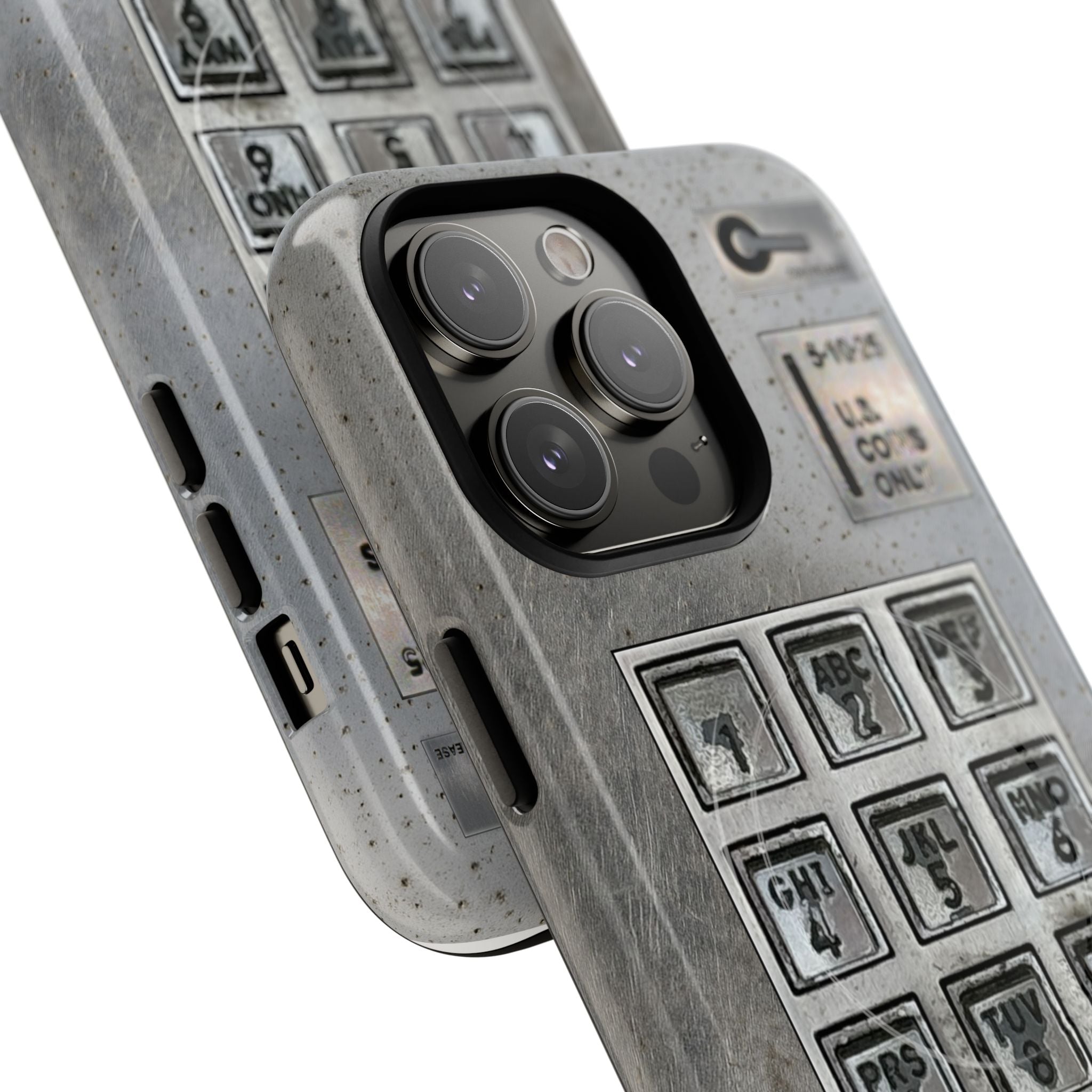 Payphone Retro Tech MagSafe iPhone Case 17 16 15 14 Pro Max Plus TouchTone Pay Phone Distressed 2 Layers of Protection Flat Art