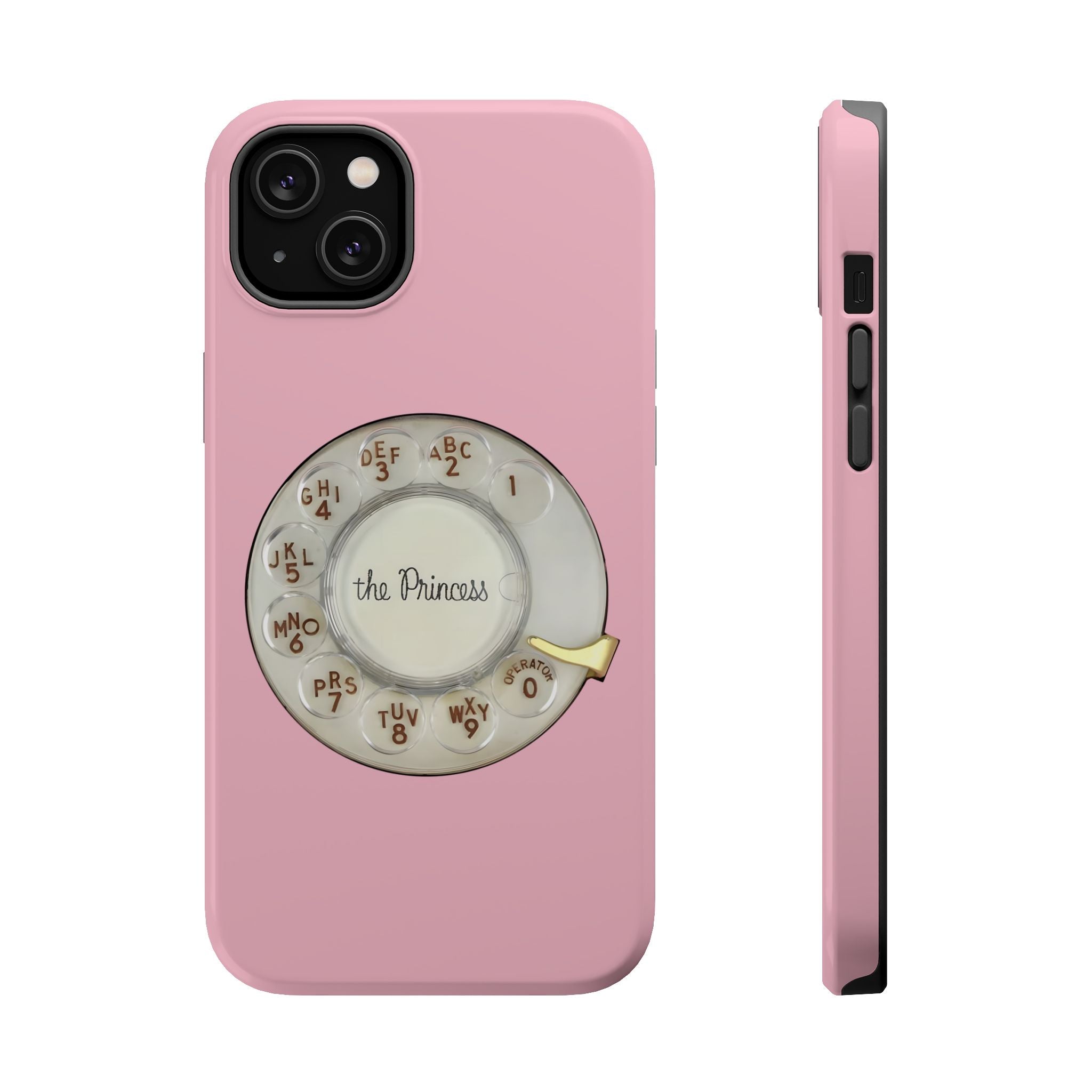 Retro Pink Princess Phone Look MagSafe Compatible iPhone Case Rotary Dial Nostalgia