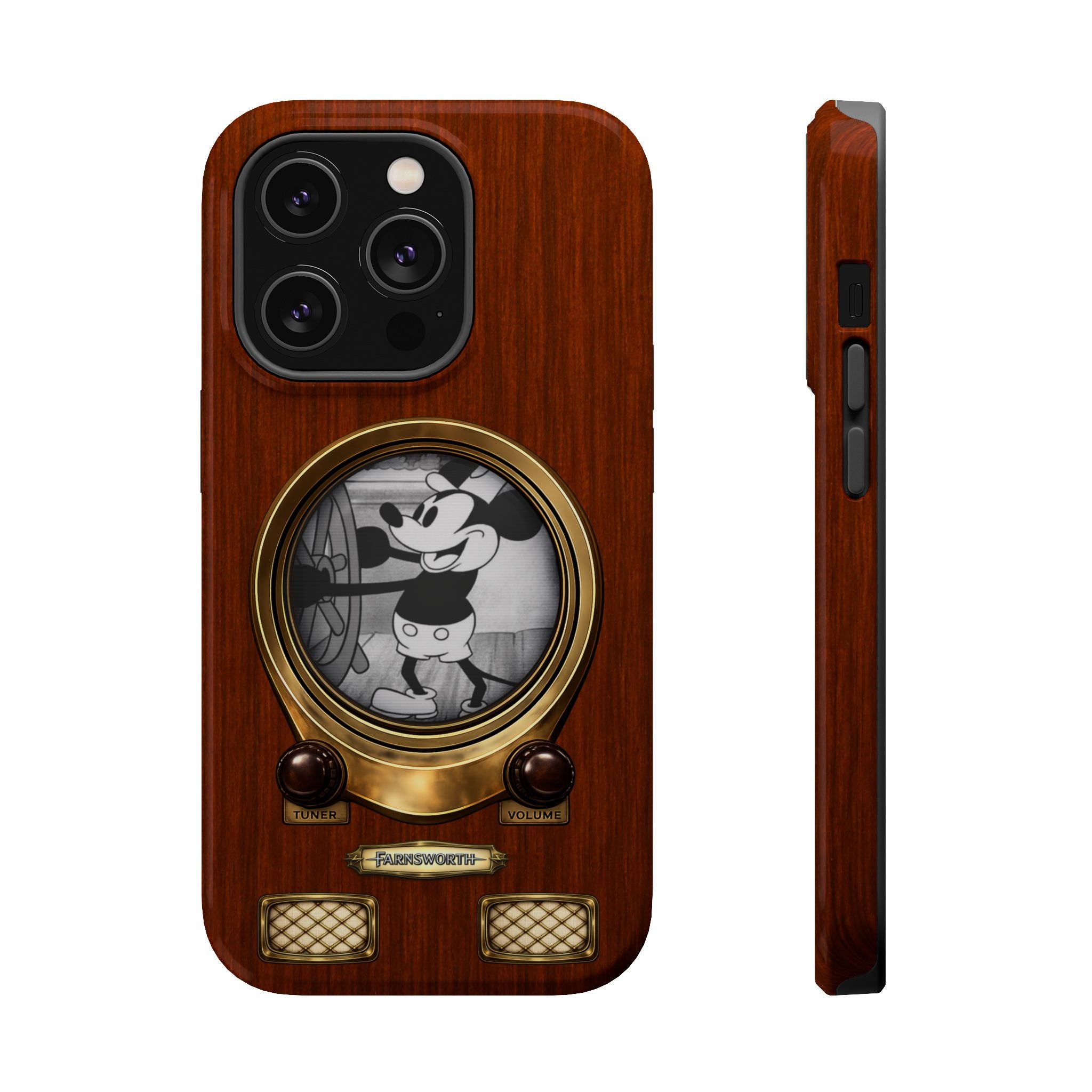 Retro Tech Antique Television MagSafe Compatible Impact-Resistant Cases for iPhone Phone Case - Steamboat Willie