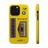 Retro Cassette AM FM Radio iPhone Case, Vintage Walkman Style Phone Case, MagSafe Dual Layer Protective Case Sport Yellow