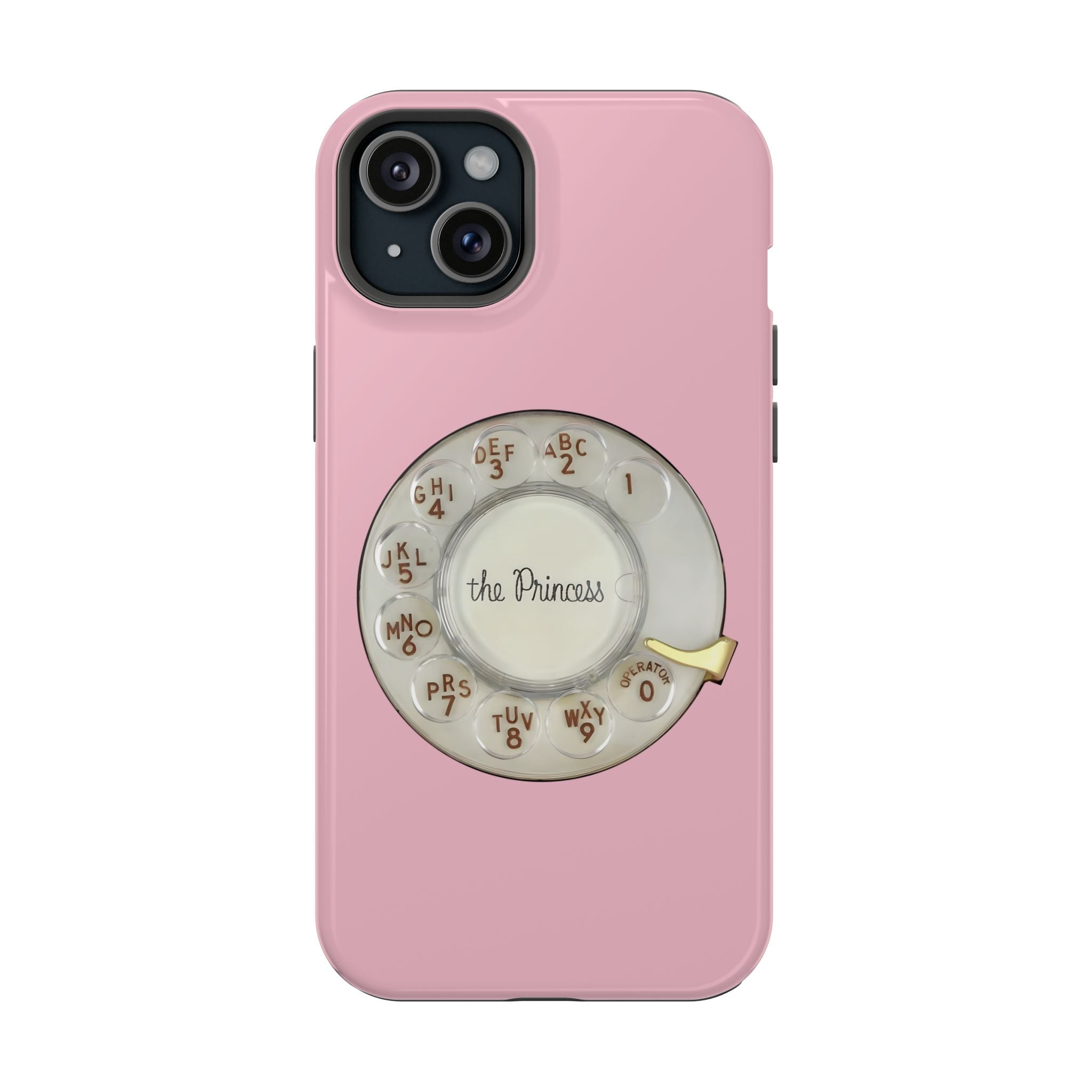 Retro Pink Princess Phone Look MagSafe Compatible iPhone Case Rotary Dial Nostalgia