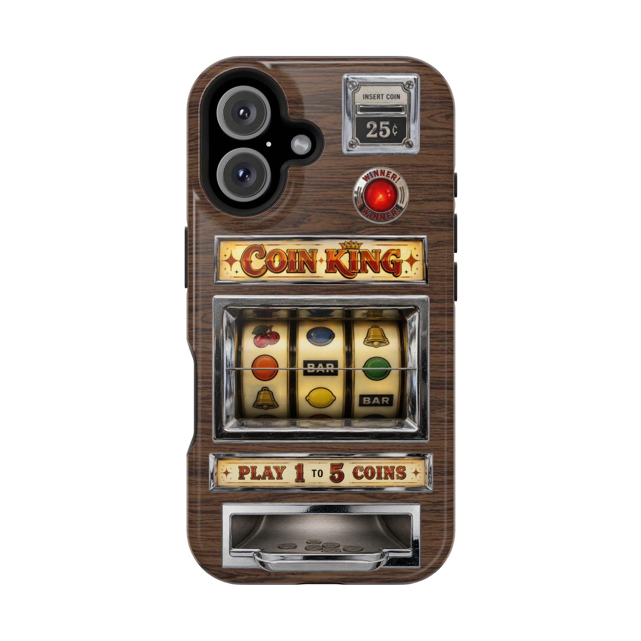 Vintage Slot Machine Phone Case, MagSafe Compatible, Retro Mechanical Casino Tech, Gambler Gift - Duel Layer Impact Protection