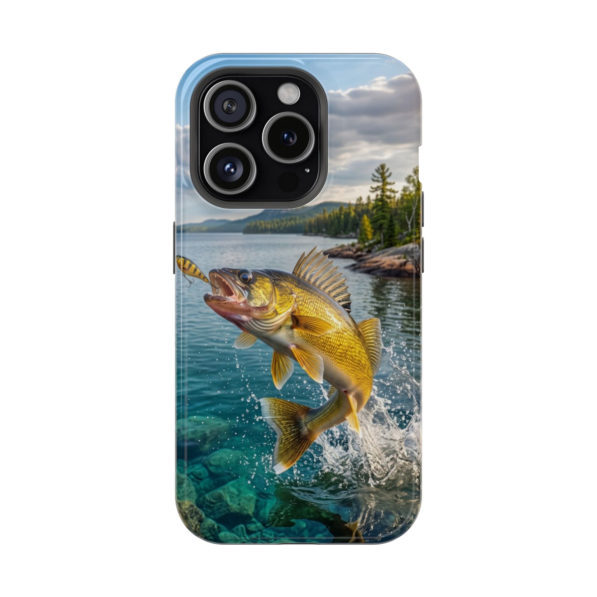 Walleye Fishing Fish Phone Case MagSafe Compatible for iPhone & Samsung Galaxy | Walleye Fisherman Gift | Dual Layer Tough Case