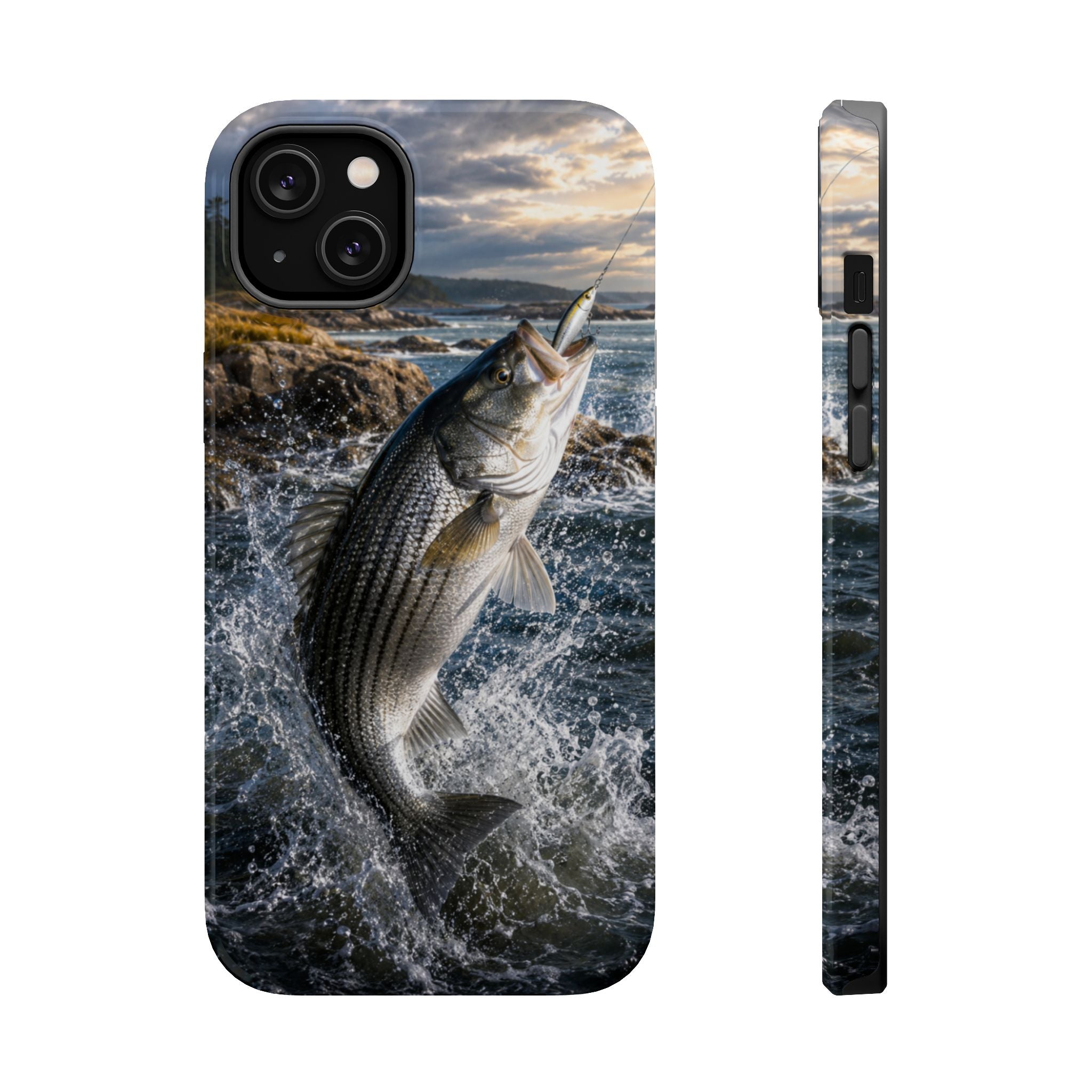 Striped Bass Fishing Fish Phone Case MagSafe Compatible for iPhone & Samsung Galaxy | Striper Fisherman Gift | Dual Layer Tough Case