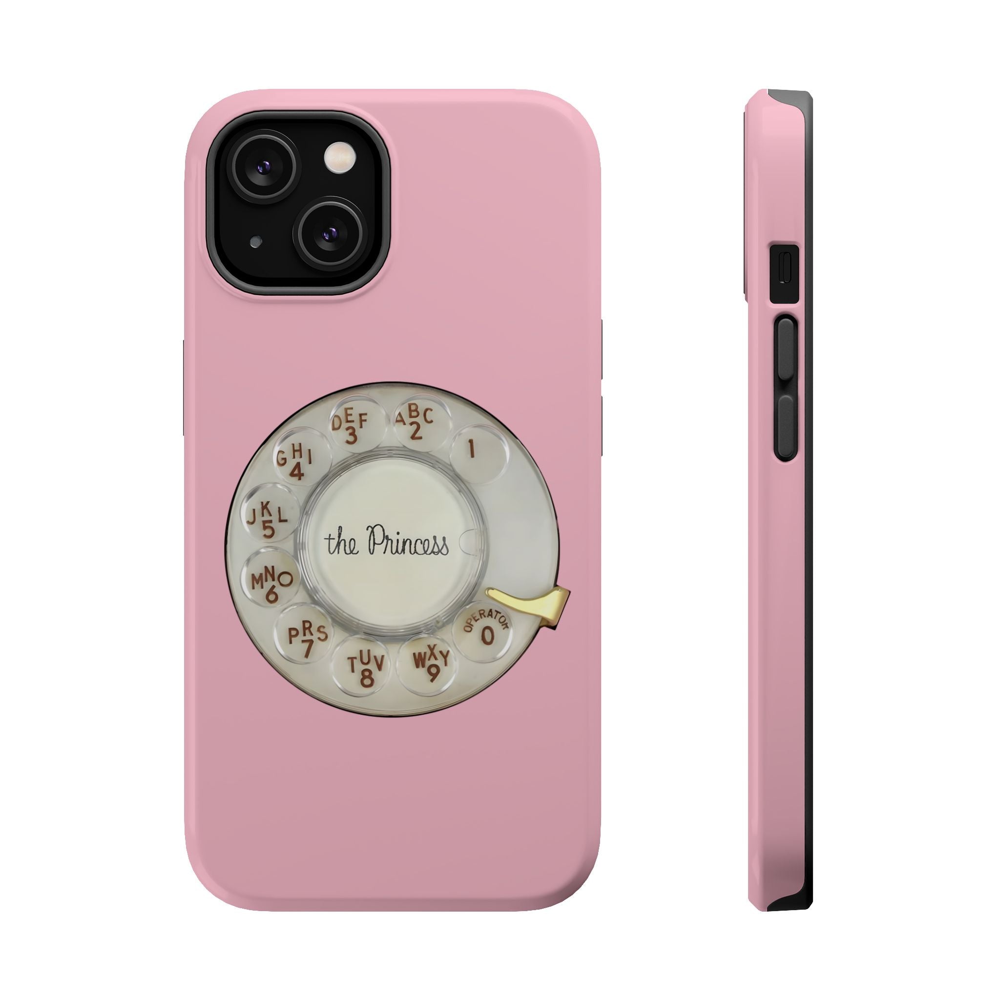 Retro Pink Princess Phone Look MagSafe Compatible iPhone Case Rotary Dial Nostalgia