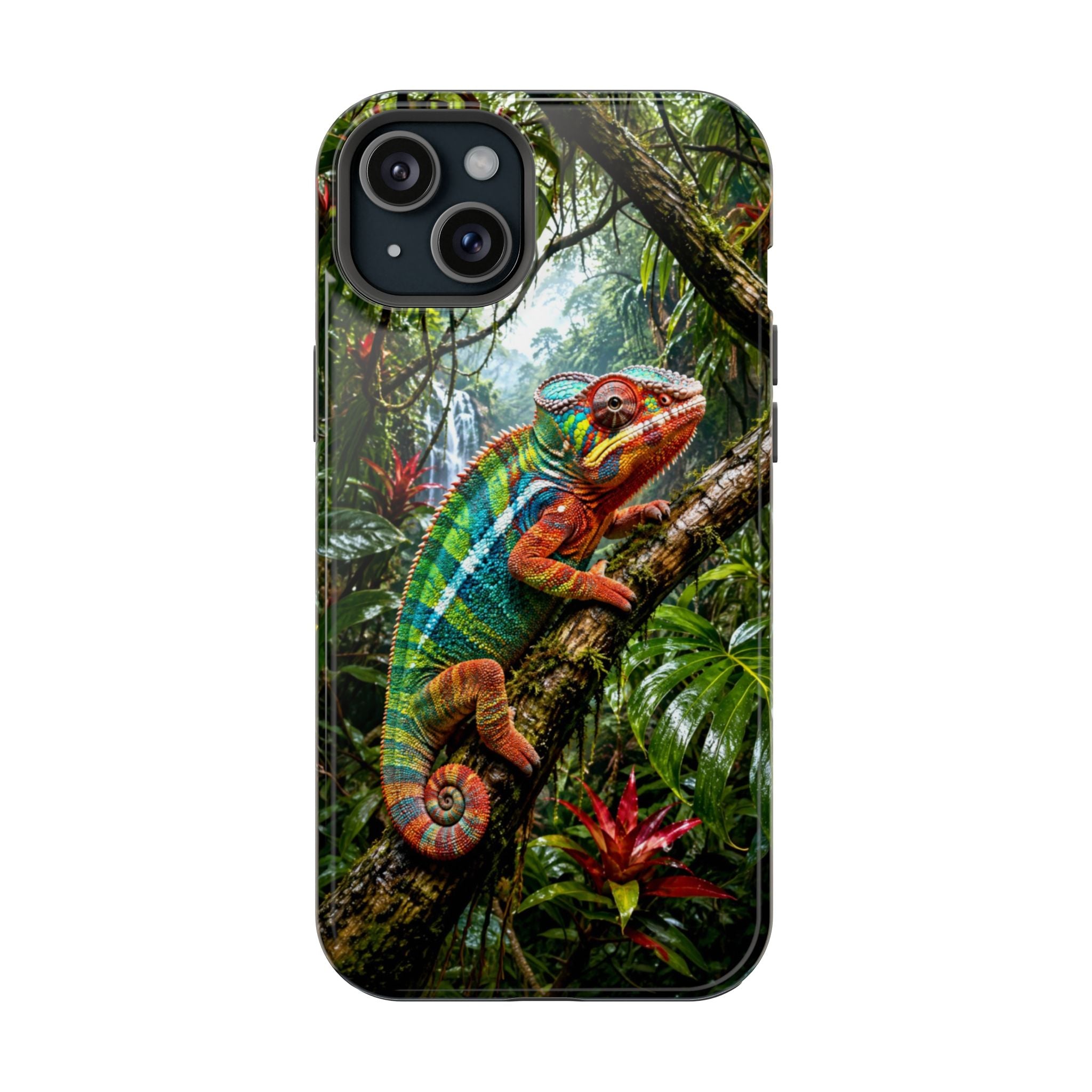 Panther Chameleon Phone Case, MagSafe iPhone 14-17 & Samsung Galaxy S26 Case, Colorful Reptile Rainforest Wildlife Gift