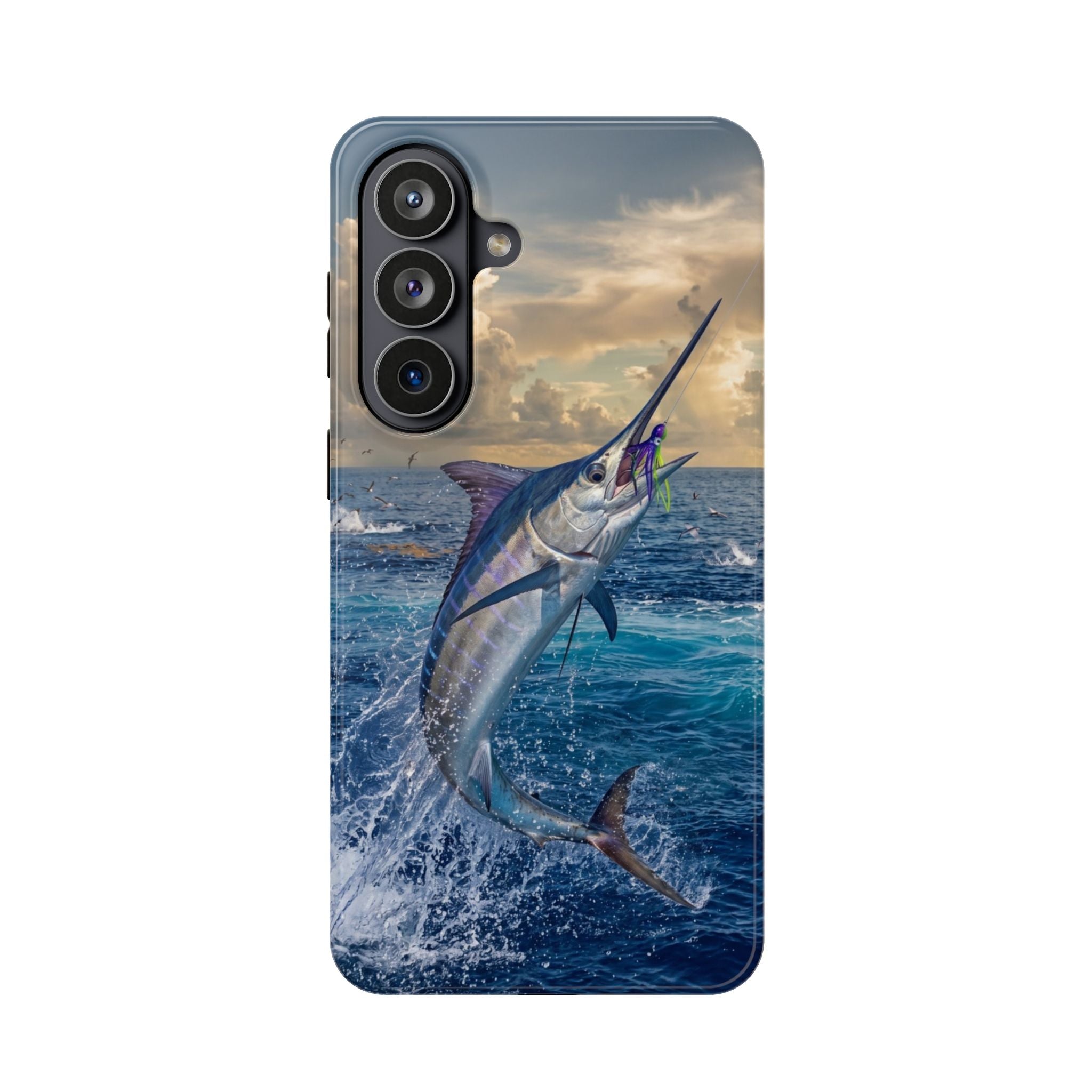 Marlin Fishing Fish Phone Case MagSafe Compatible for iPhone & Samsung Galaxy | Blue Marlin Fisherman Gift | Dual Layer Tough Case