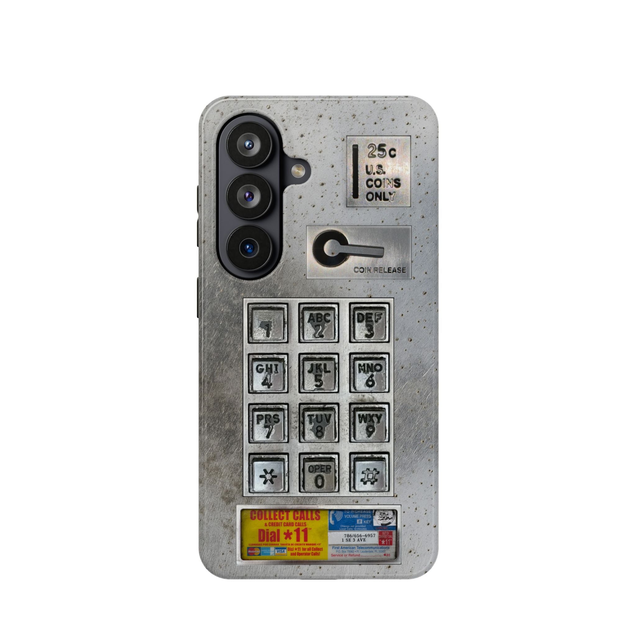 Payphone Retro Tech MagSafe Phone Case For iPhone and Samsung Galaxy 26 - TouchTone Pay Phone Distressed 2 Layers of Protection Flat Art