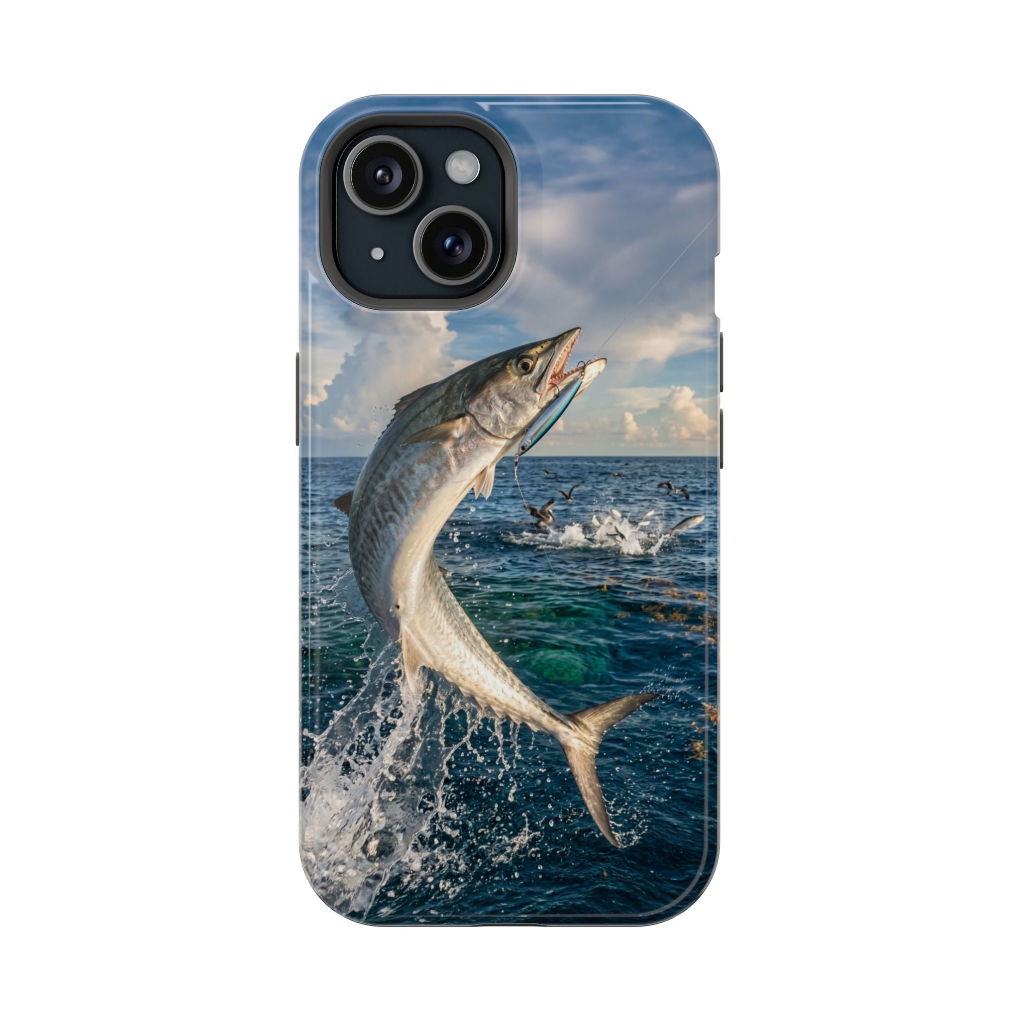 Kingfish King Mackerel Fishing Phone Case MagSafe Compatible for iPhone & Samsung Galaxy | Fisherman Gift | Dual Layer Tough Case