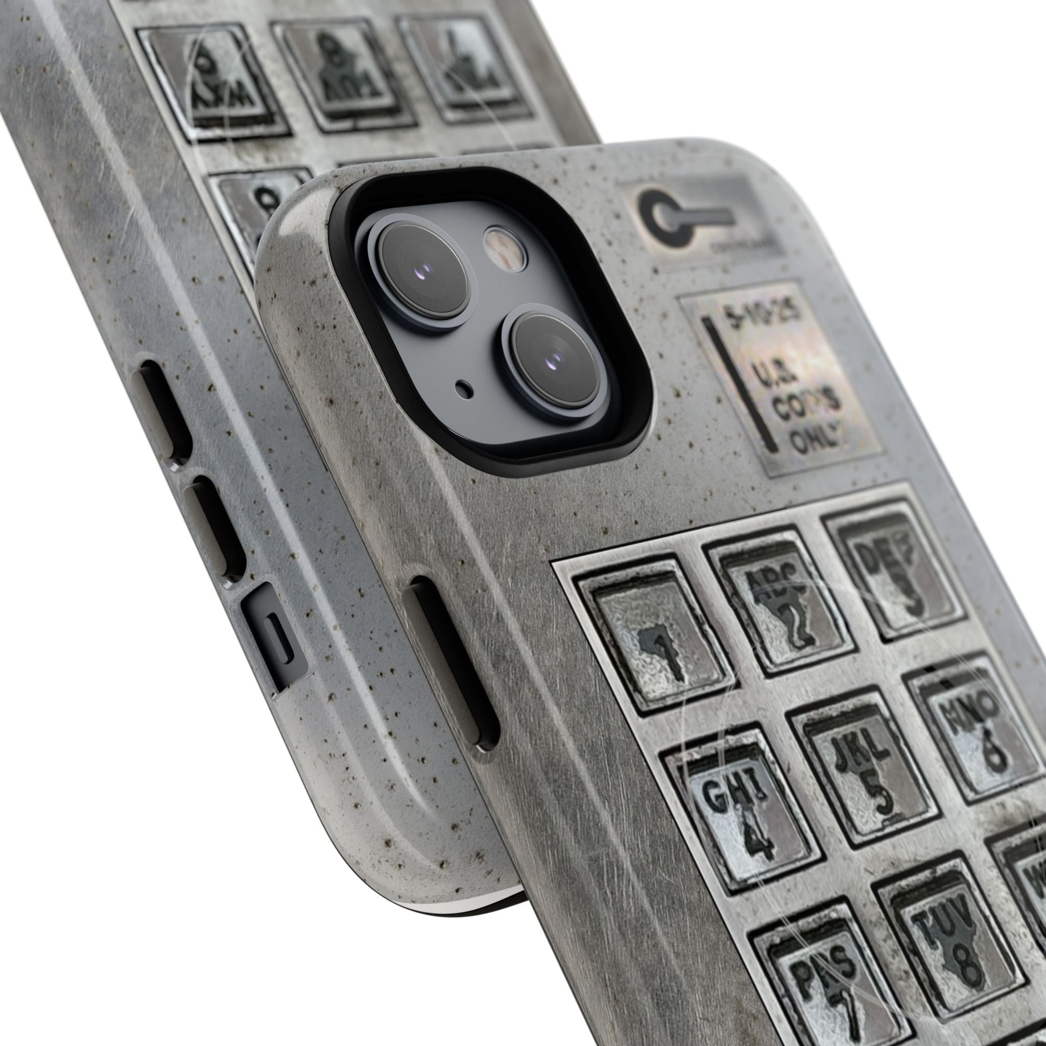 Payphone Retro Tech MagSafe iPhone Case 17 16 15 14 Pro Max Plus TouchTone Pay Phone Distressed 2 Layers of Protection Flat Art