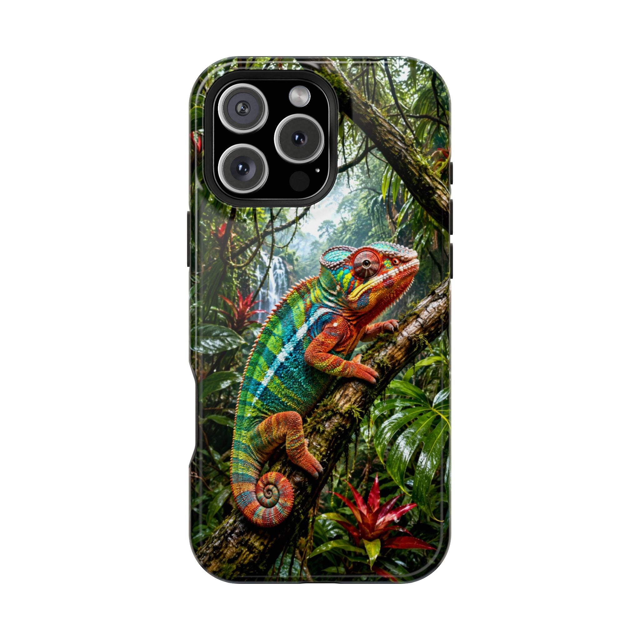 Panther Chameleon Phone Case, MagSafe iPhone 14-17 & Samsung Galaxy S26 Case, Colorful Reptile Rainforest Wildlife Gift