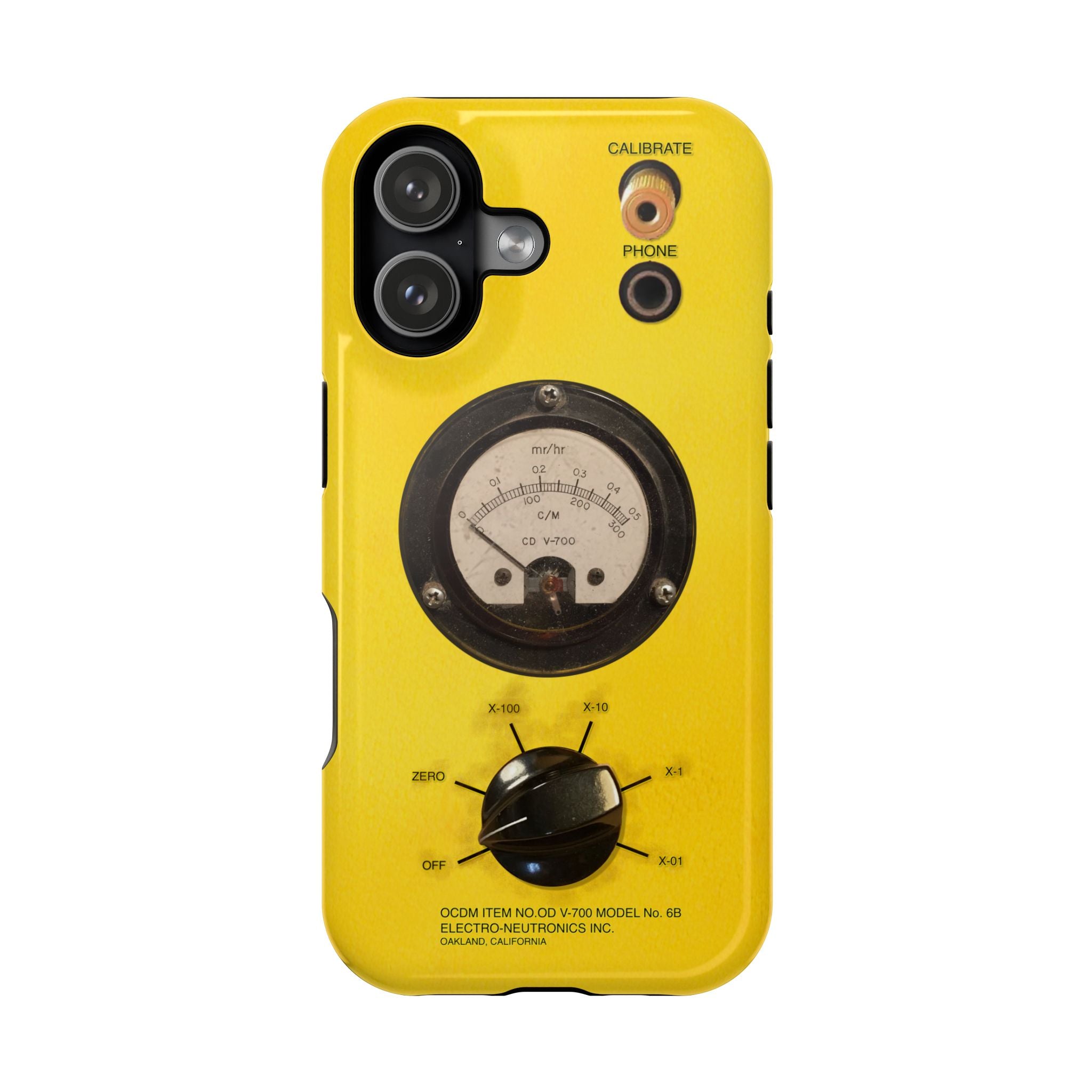 Geiger Counter Look iPhone Case 17 16 15 14 13 MagSafe Compatible Impact-Resistant Phone