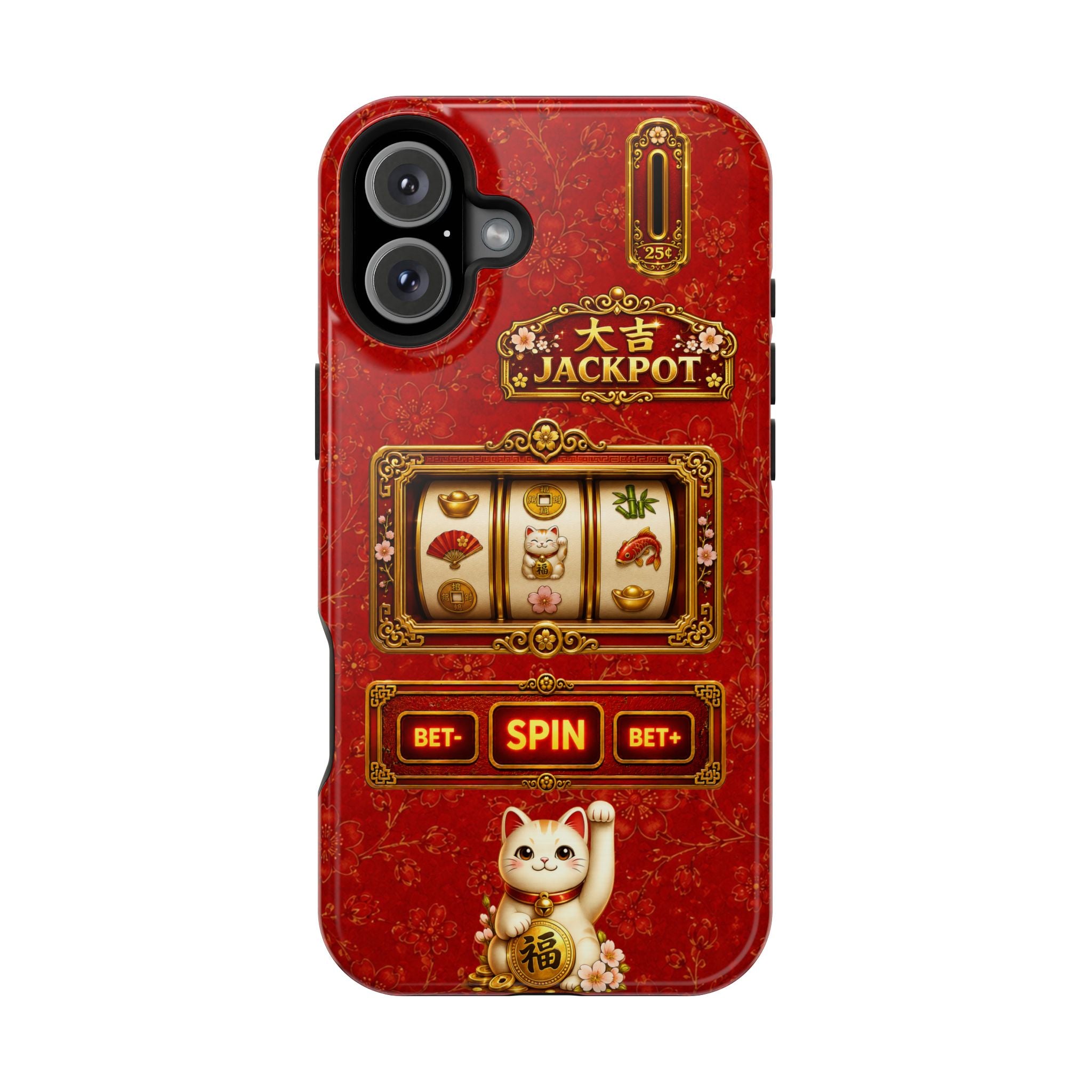 Lucky Cat Slot Machine iPhone Case - MagSafe Compatible - Maneki Neko
