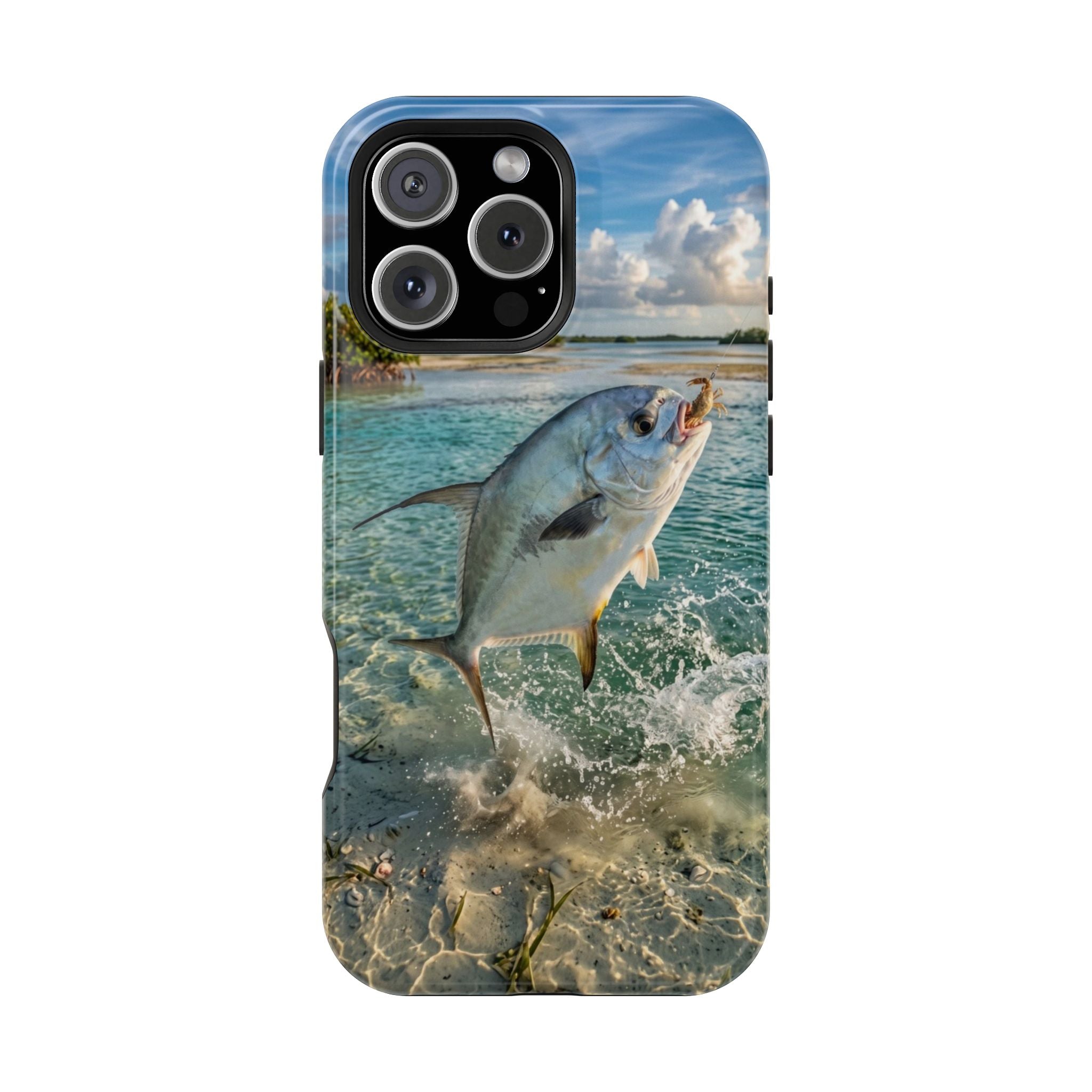 Permit Fish Fishing Phone Case MagSafe Compatible for iPhone & Samsung Galaxy | Flats Fishing Gift | Dual Layer Tough Case