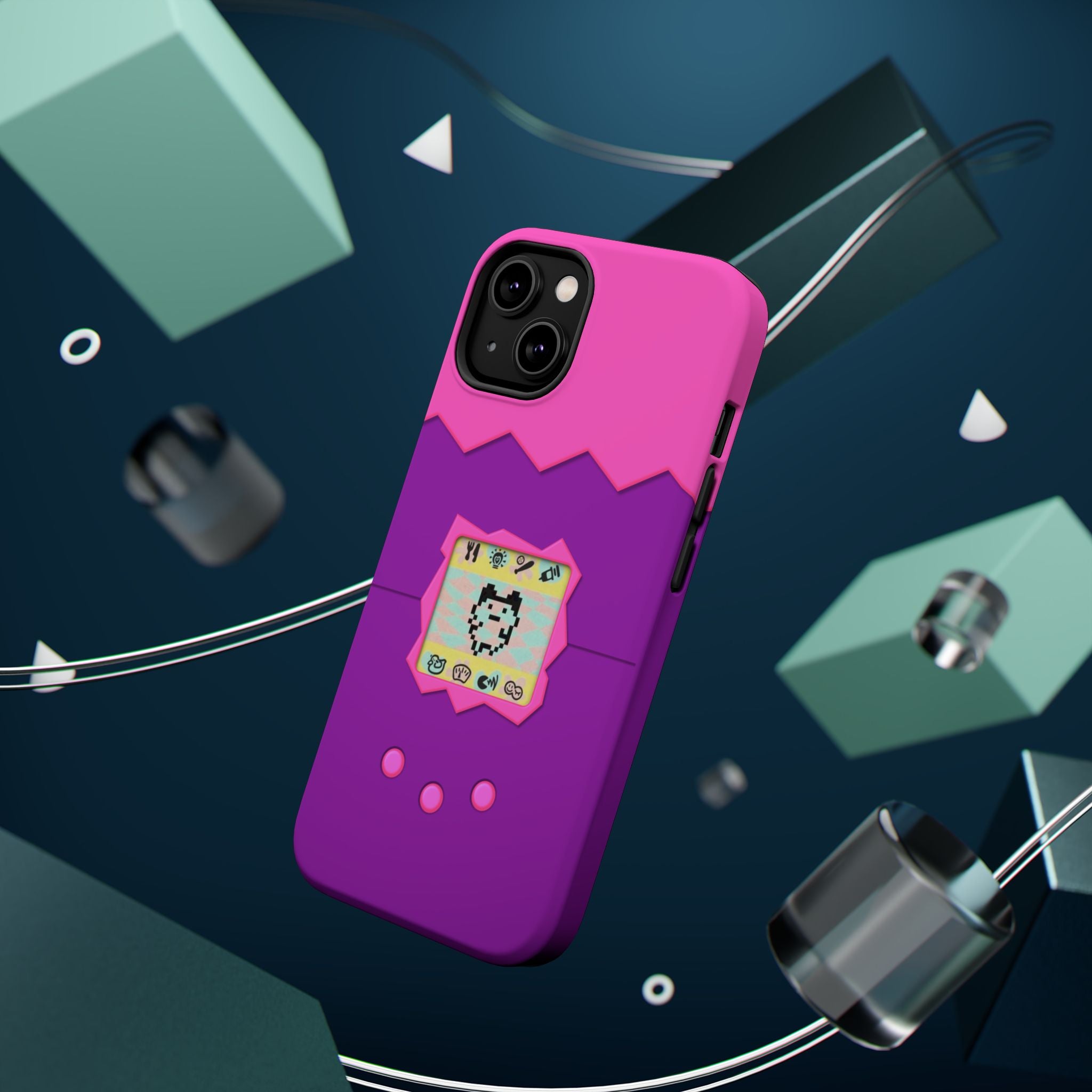 Virtual Pet Magnetic iPhone MagSafe Compatible Impact-Resistant Case Retro 90s