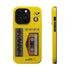 Retro Cassette AM FM Radio iPhone Case, Vintage Walkman Style Phone Case, MagSafe Dual Layer Protective Case Sport Yellow