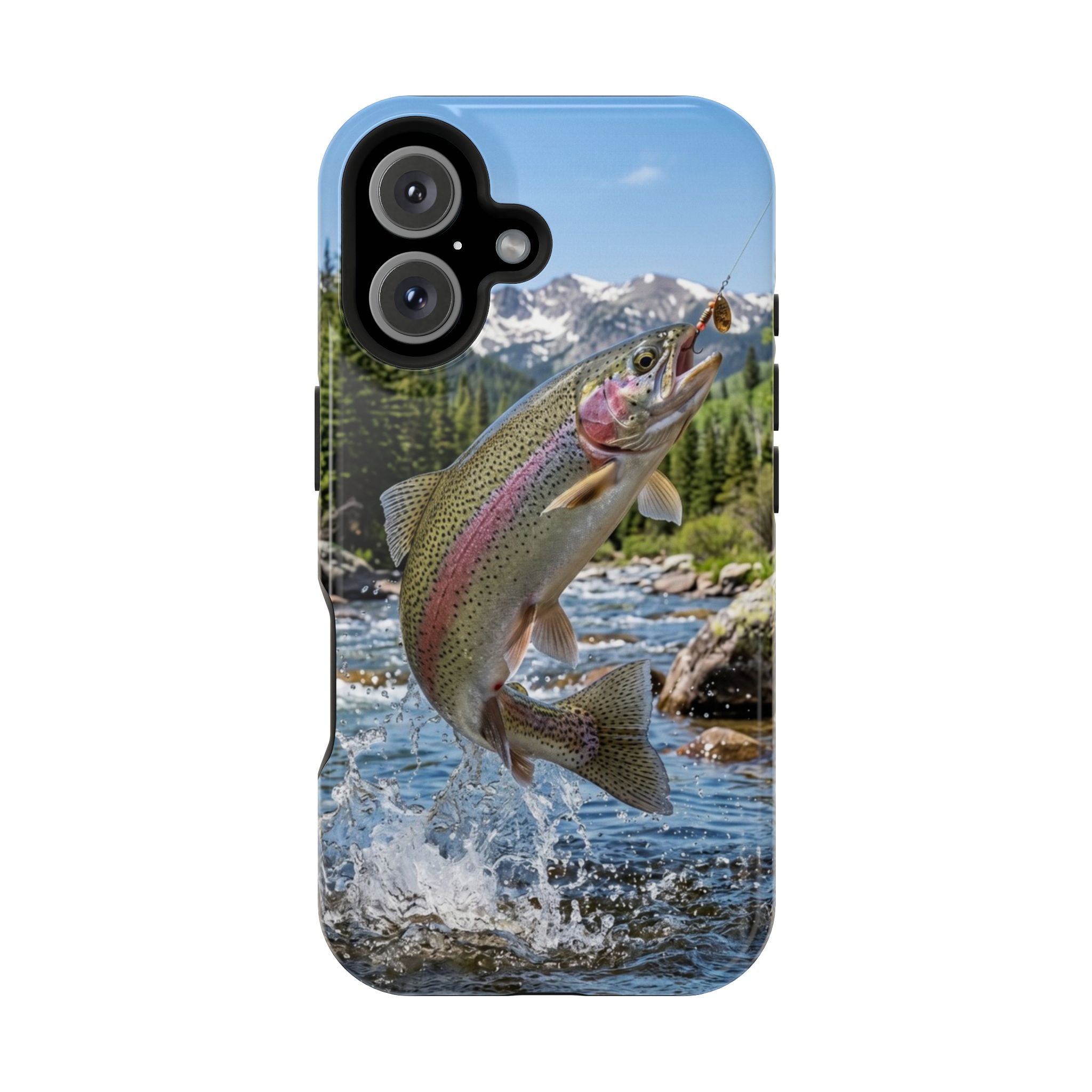 Rainbow Trout Fishing Fish Phone Case MagSafe Compatible for iPhone & Samsung Galaxy | Trout Fisherman Gift | Dual Layer Tough Case