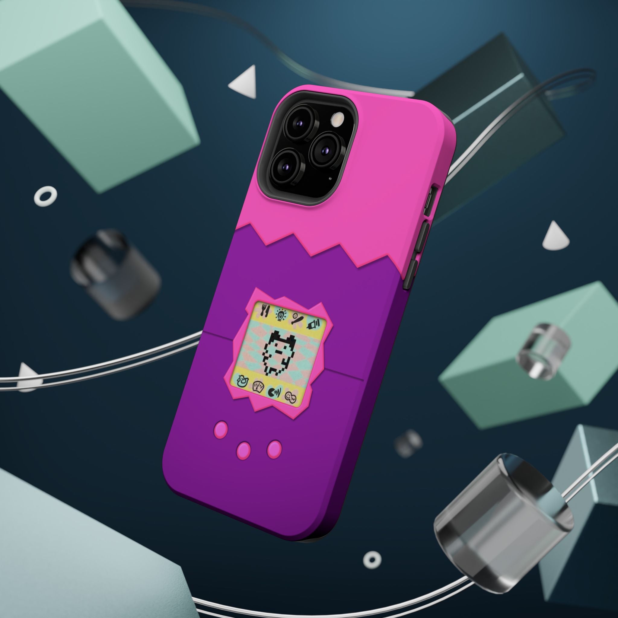 Virtual Pet Magnetic iPhone MagSafe Compatible Impact-Resistant Case Retro 90s