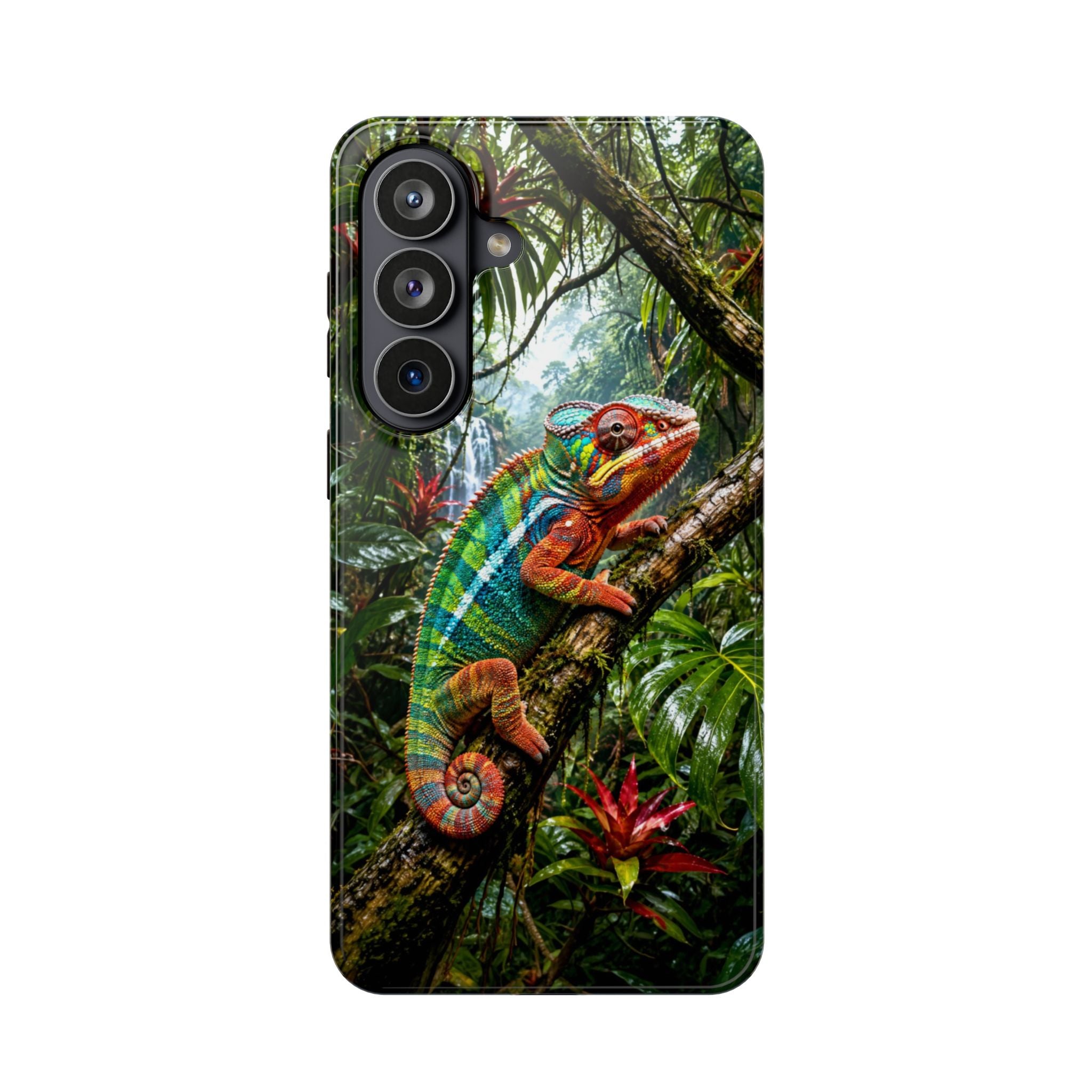 Panther Chameleon Phone Case, MagSafe iPhone 14-17 & Samsung Galaxy S26 Case, Colorful Reptile Rainforest Wildlife Gift